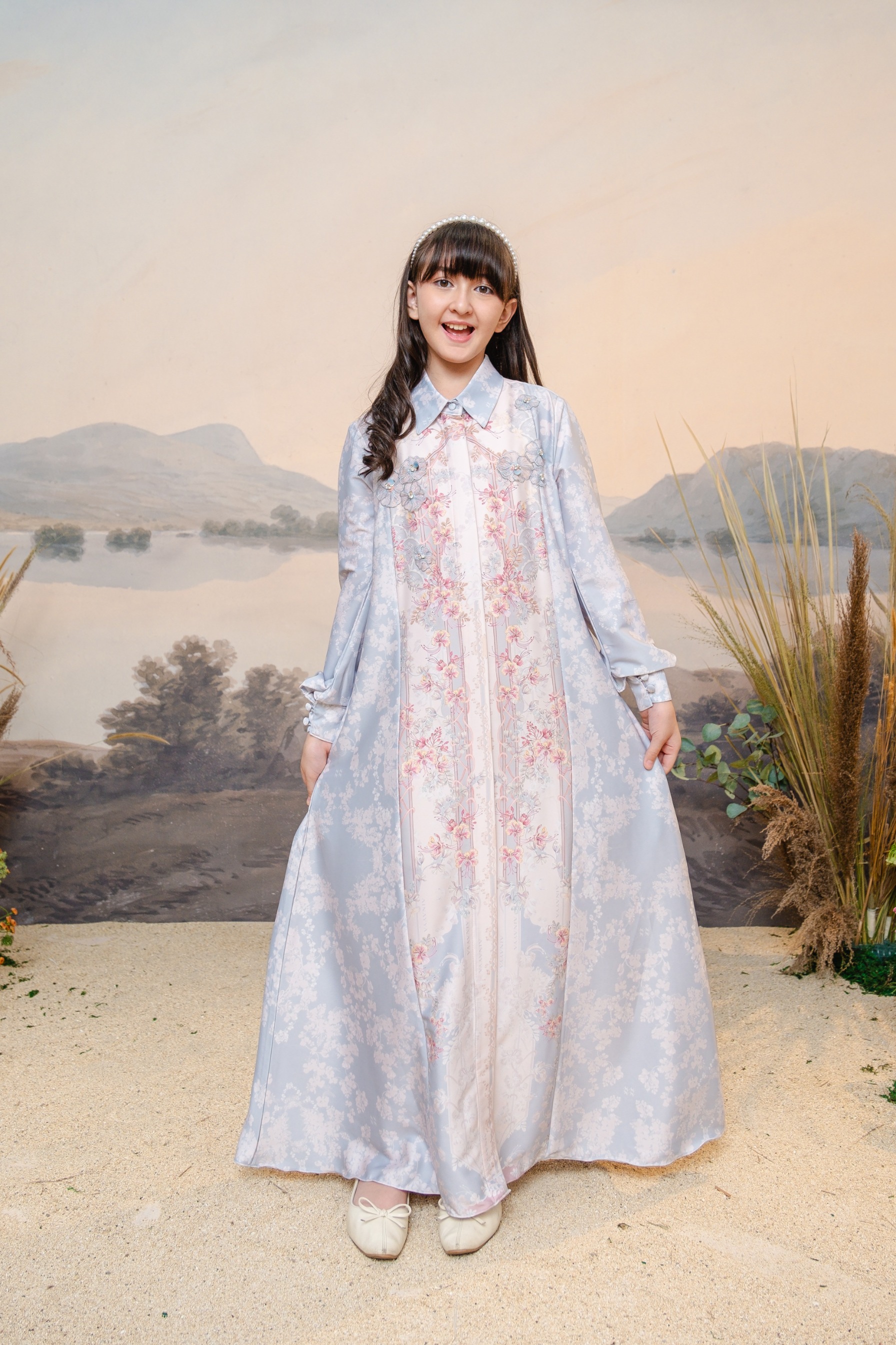 PO Puspita Dress Kids in Alice Blue