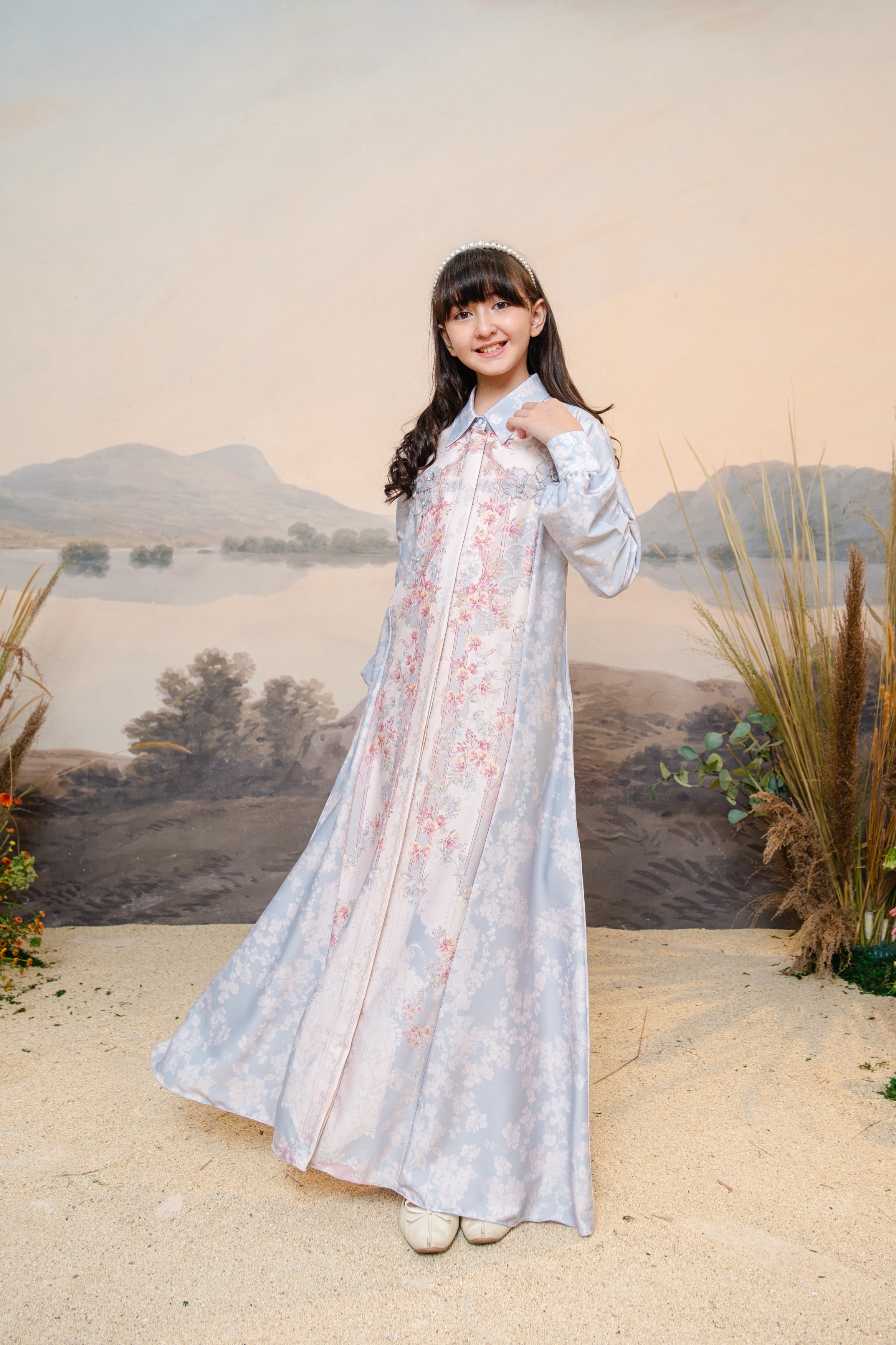 PO Puspita Dress Kids in Alice Blue