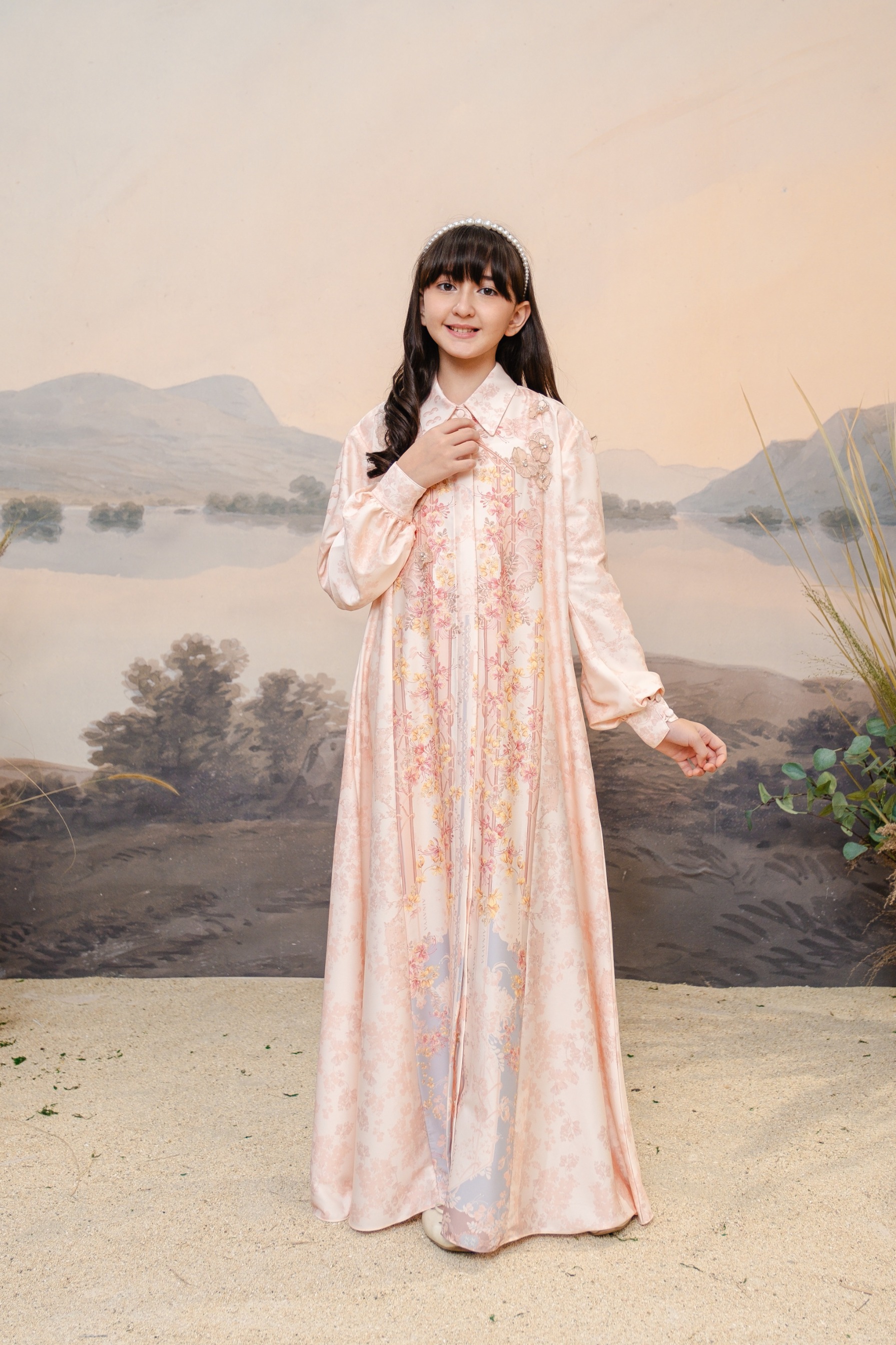 PO Puspita Dress Kids in Peony Peach