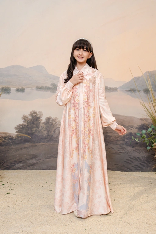 Image of PO Puspita Dress Kids in Peony Peach