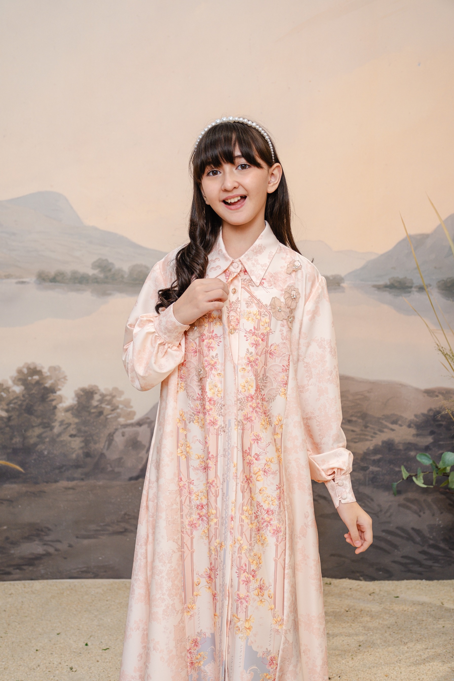 PO Puspita Dress Kids in Peony Peach
