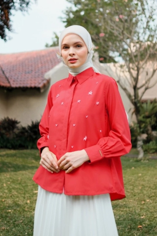 Claire Blouse in Crimson Red