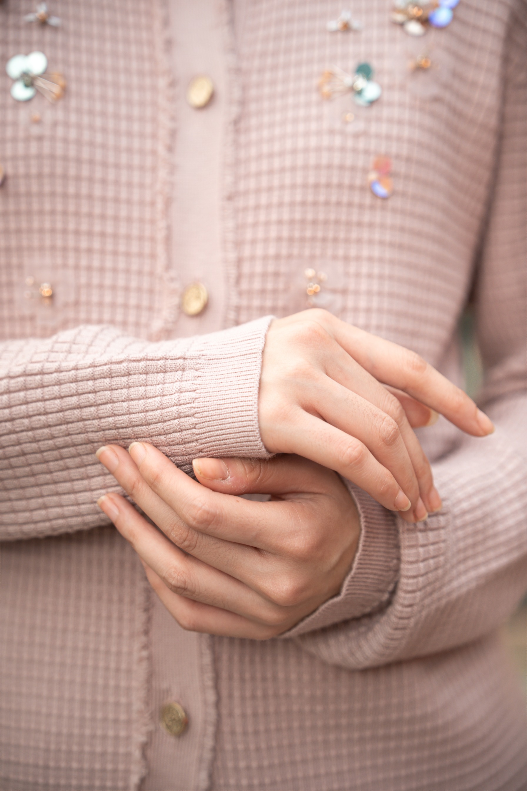 Elara Bloom Cardigan in Dusty Pink
