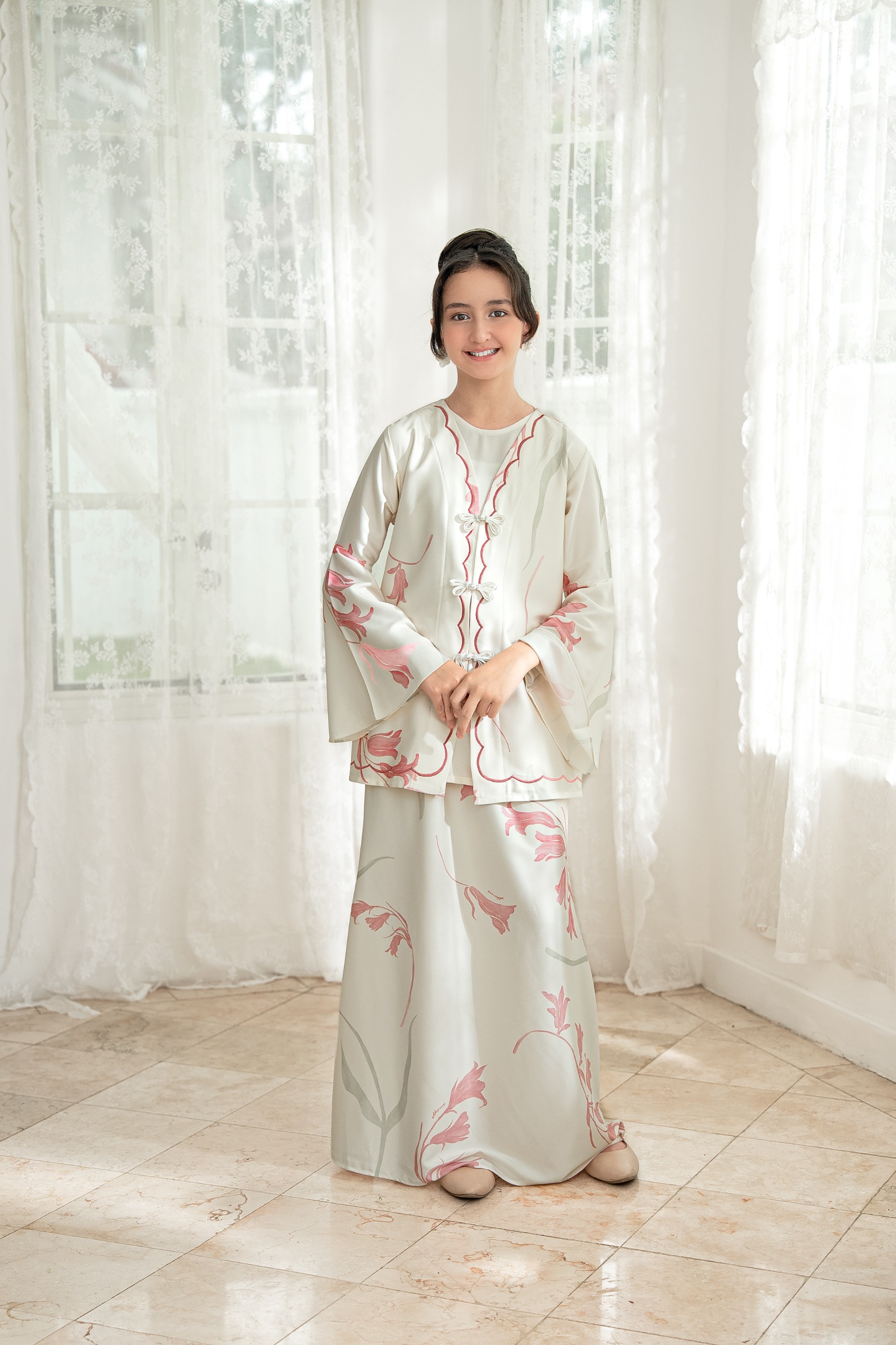 PO Lana Kurung Anak in Blush Peony
