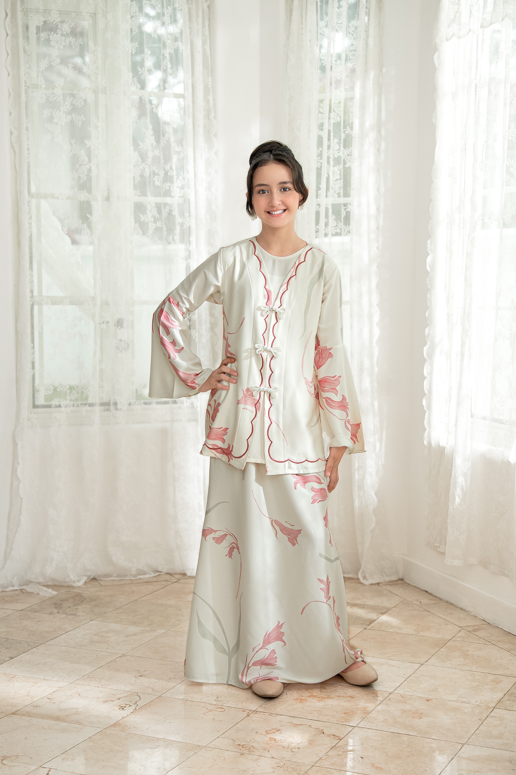 PO Lana Kurung Anak in Blush Peony