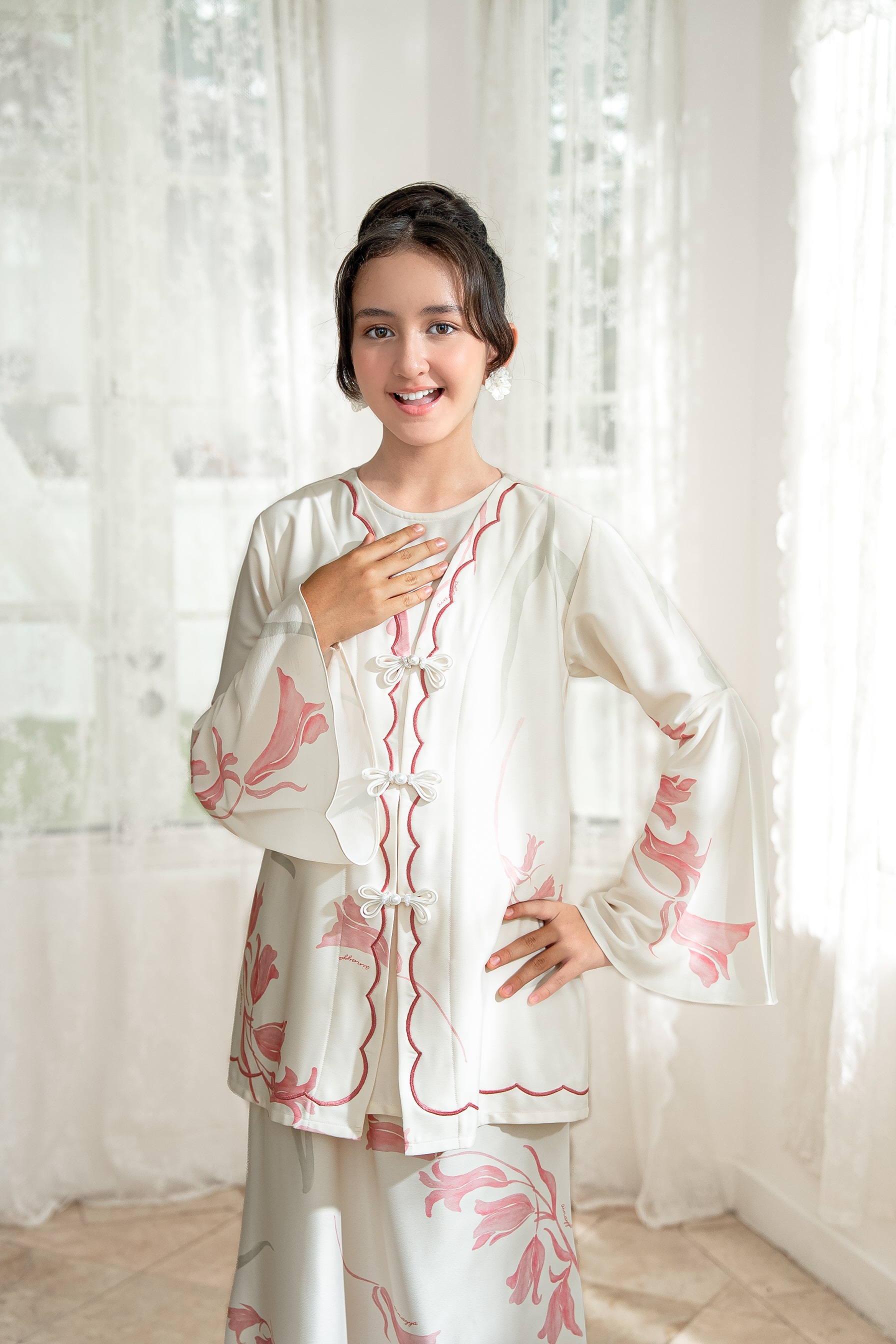 PO Lana Kurung Anak in Blush Peony