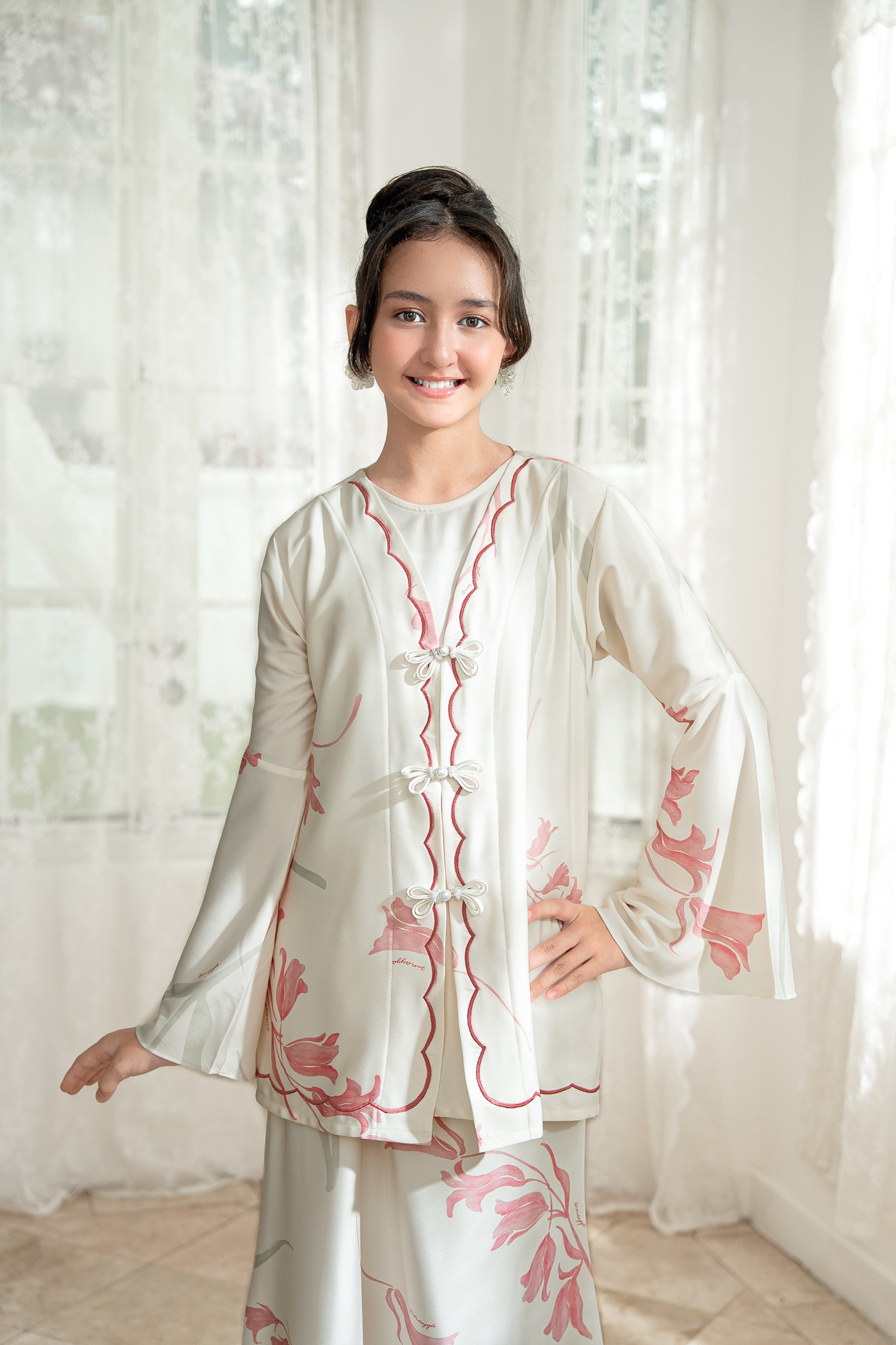 PO Lana Kurung Anak in Blush Peony
