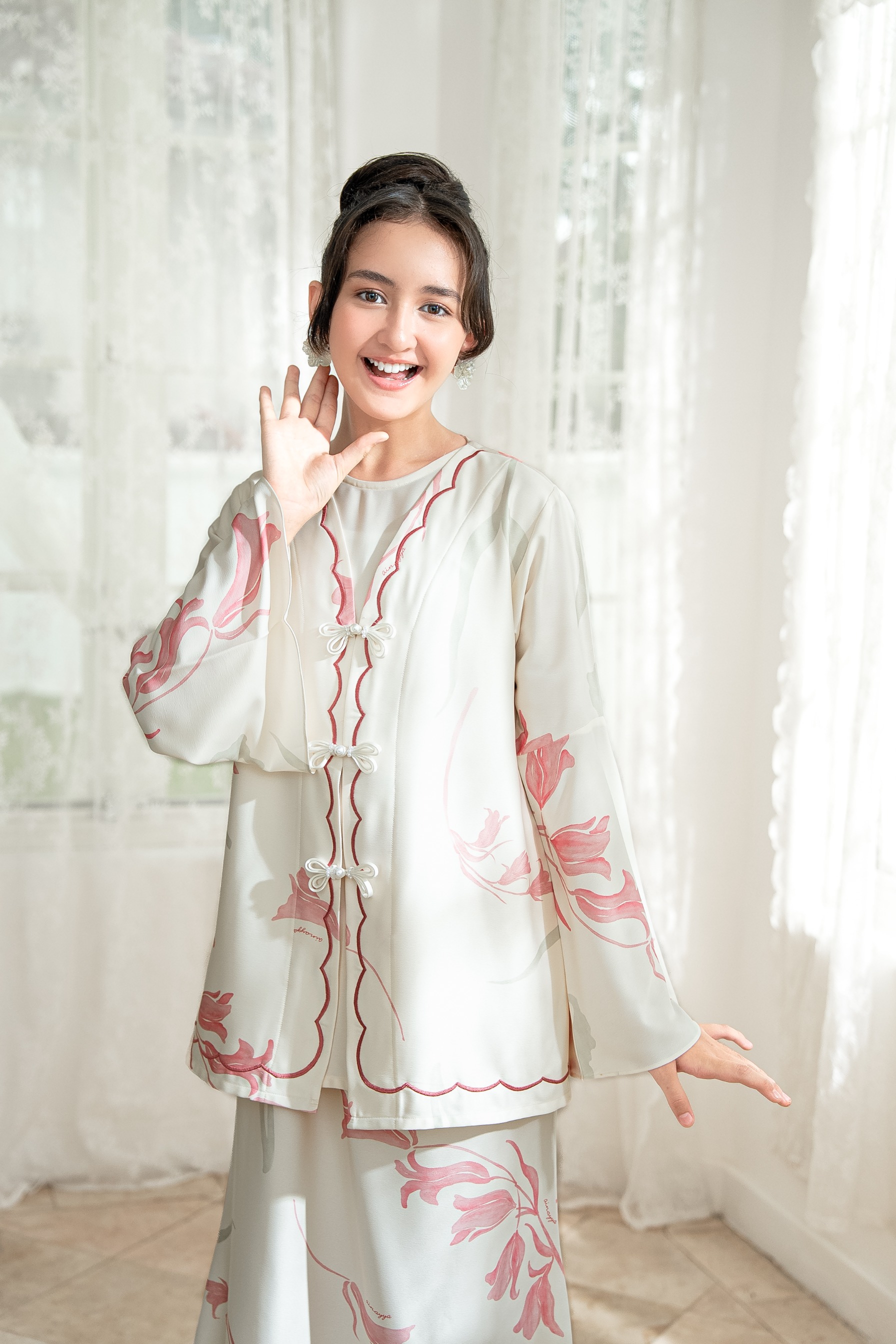 PO Lana Kurung Anak in Blush Peony