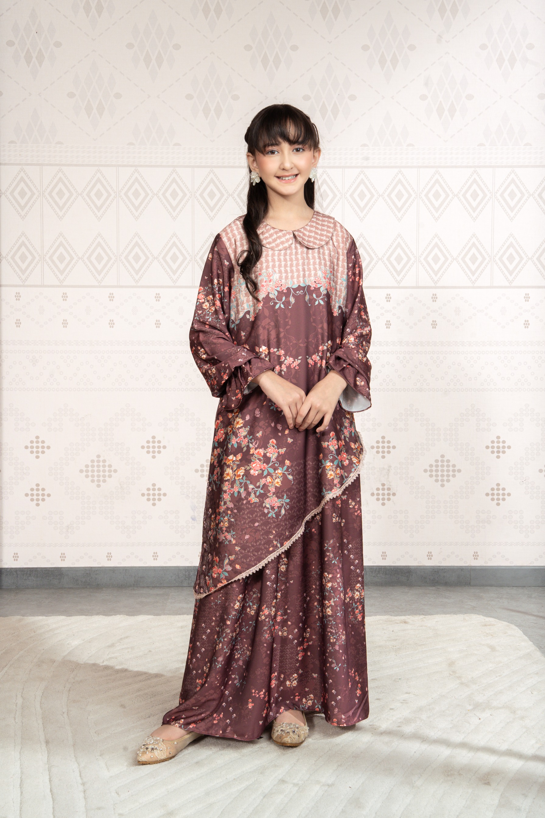 Sylviora Dress Anak in Mahogany