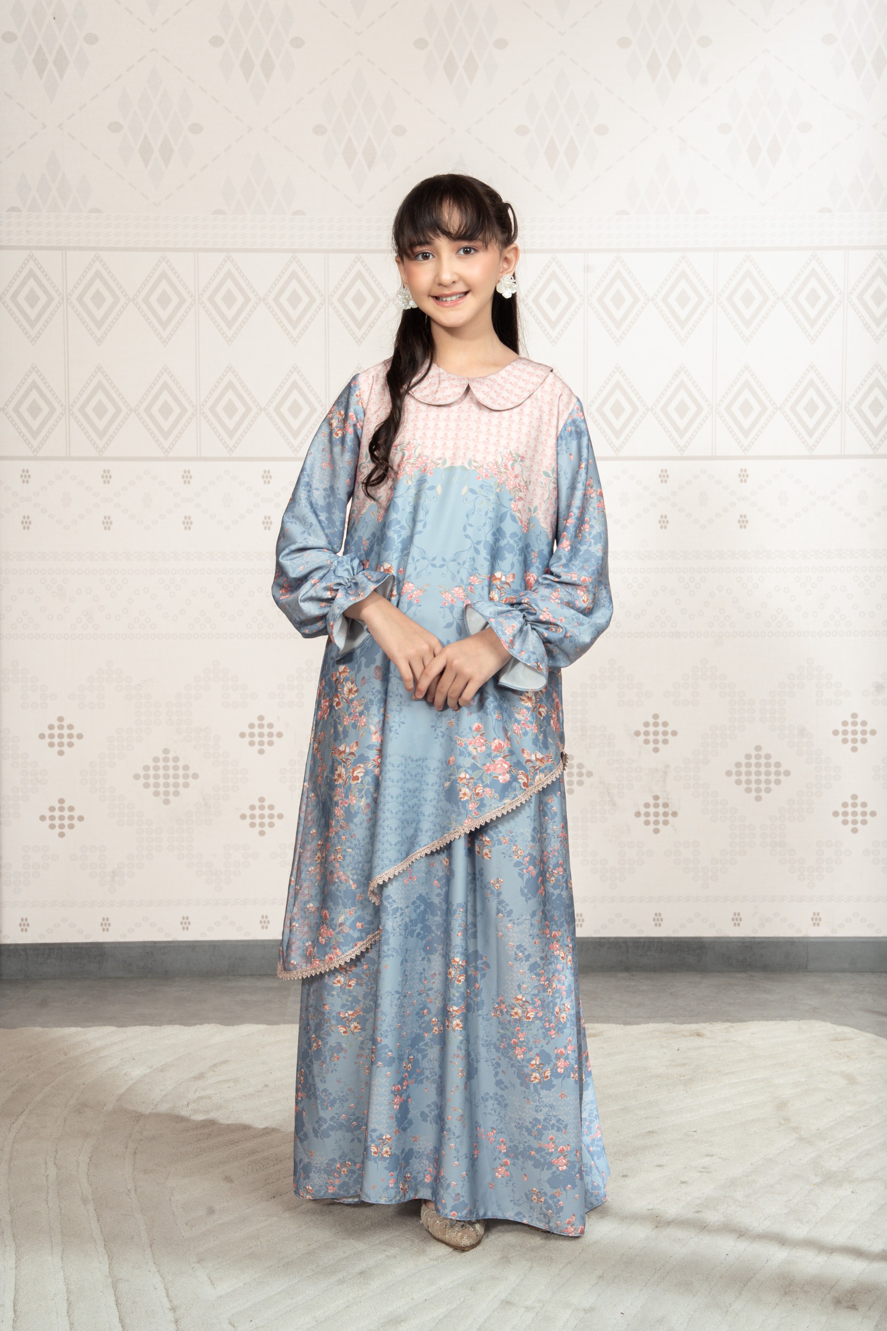 Sylviora Dress Anak in Lagoon Blue