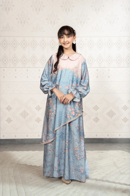 Image of Sylviora Dress Anak in Lagoon Blue