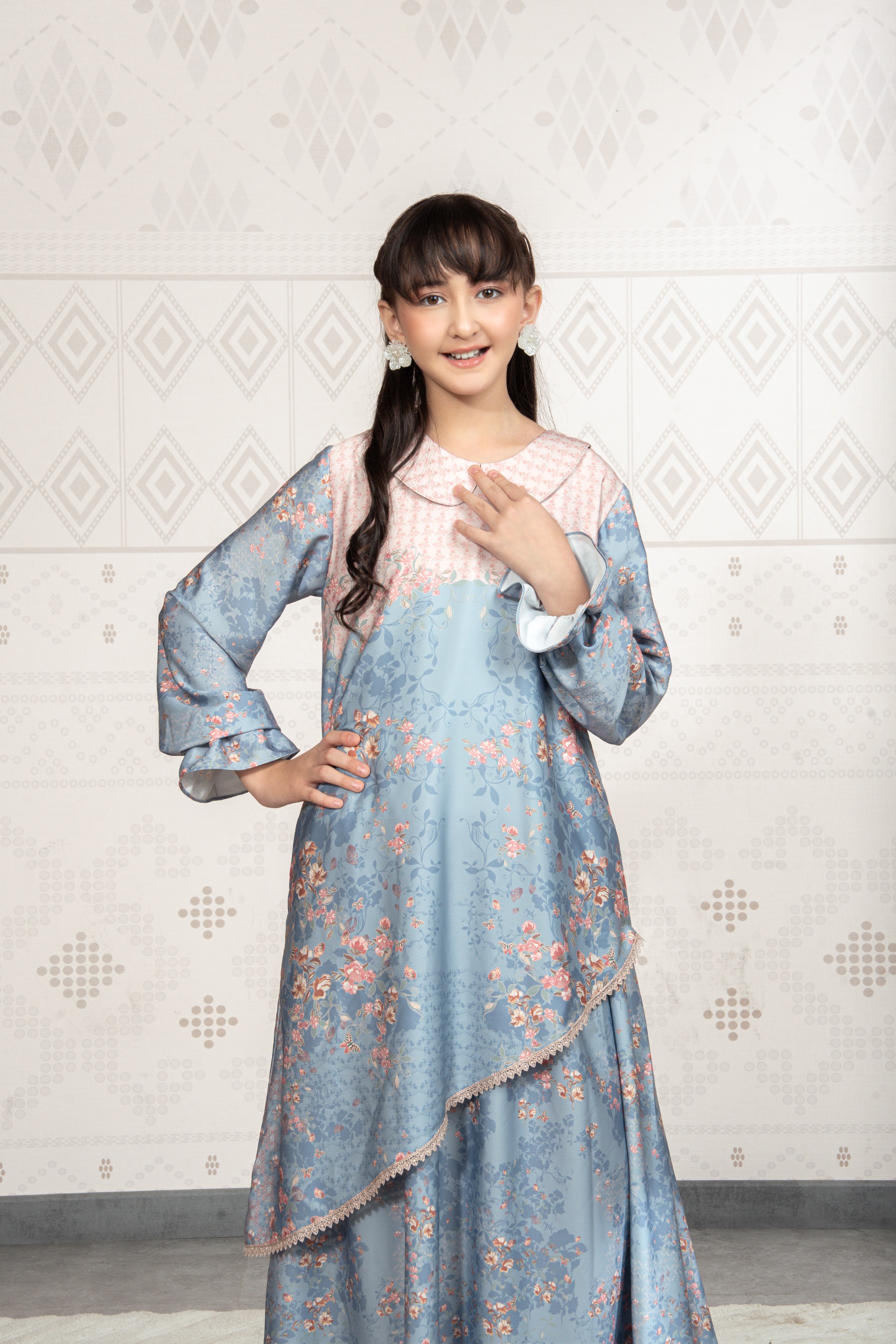 Sylviora Dress Anak in Lagoon Blue