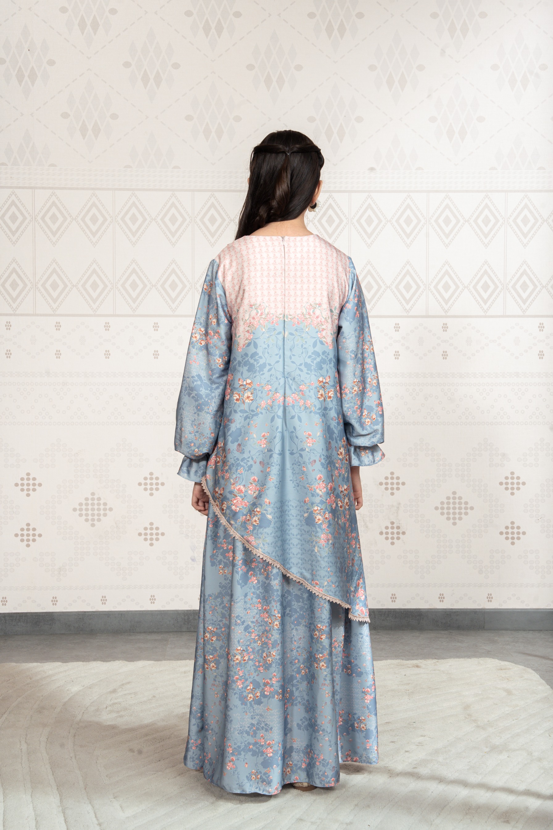 Sylviora Dress Anak in Lagoon Blue