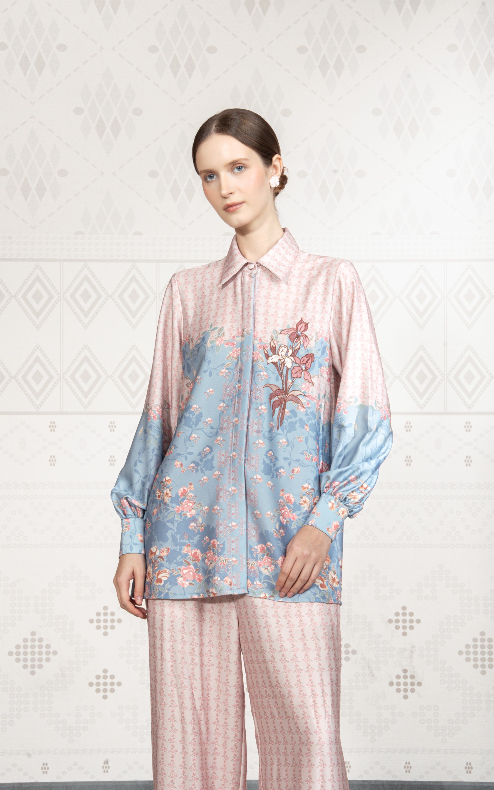 Sylviora Blouse in Lagoon Blue