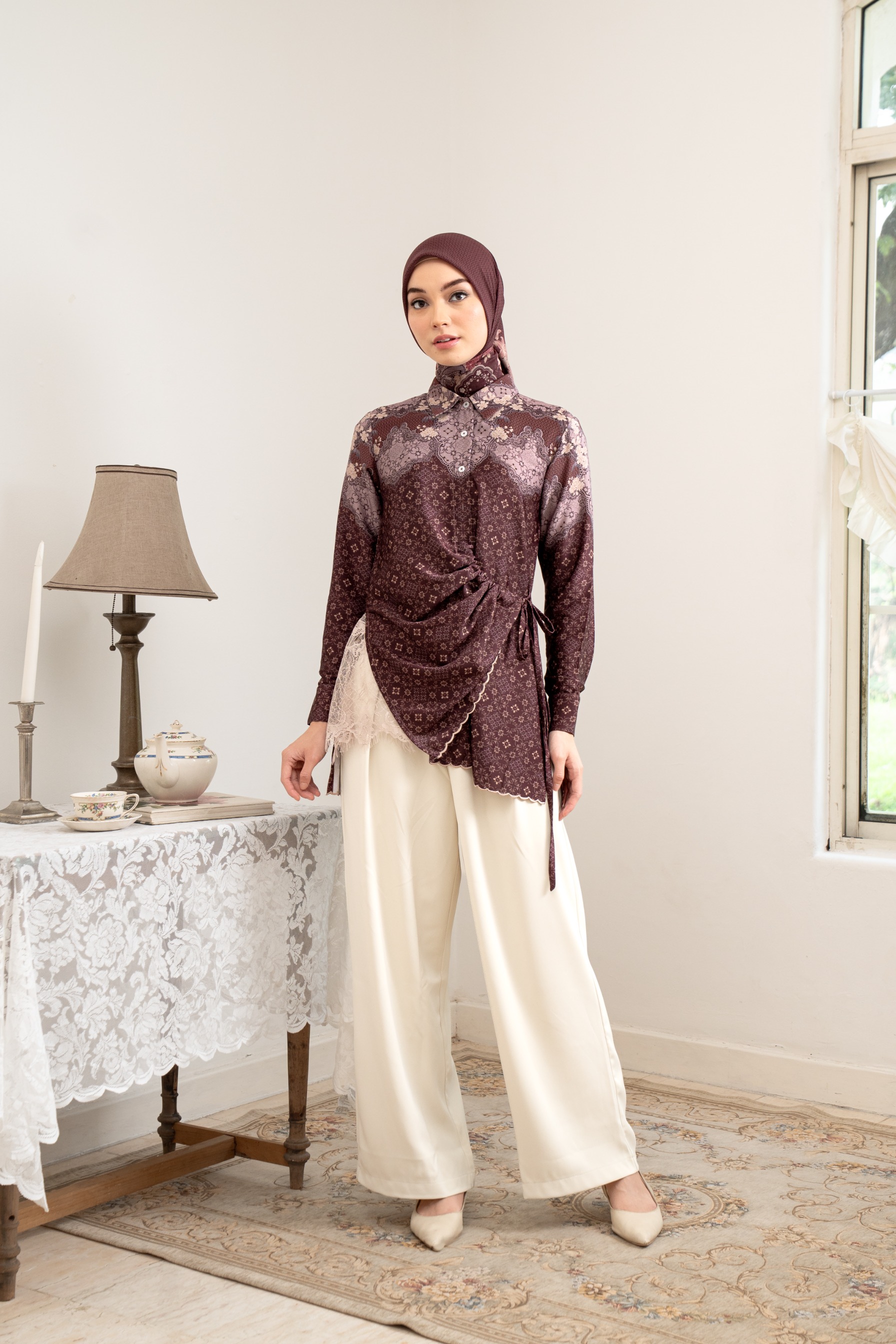 PO Omah Nenek Blouse in Vintage Burgundy
