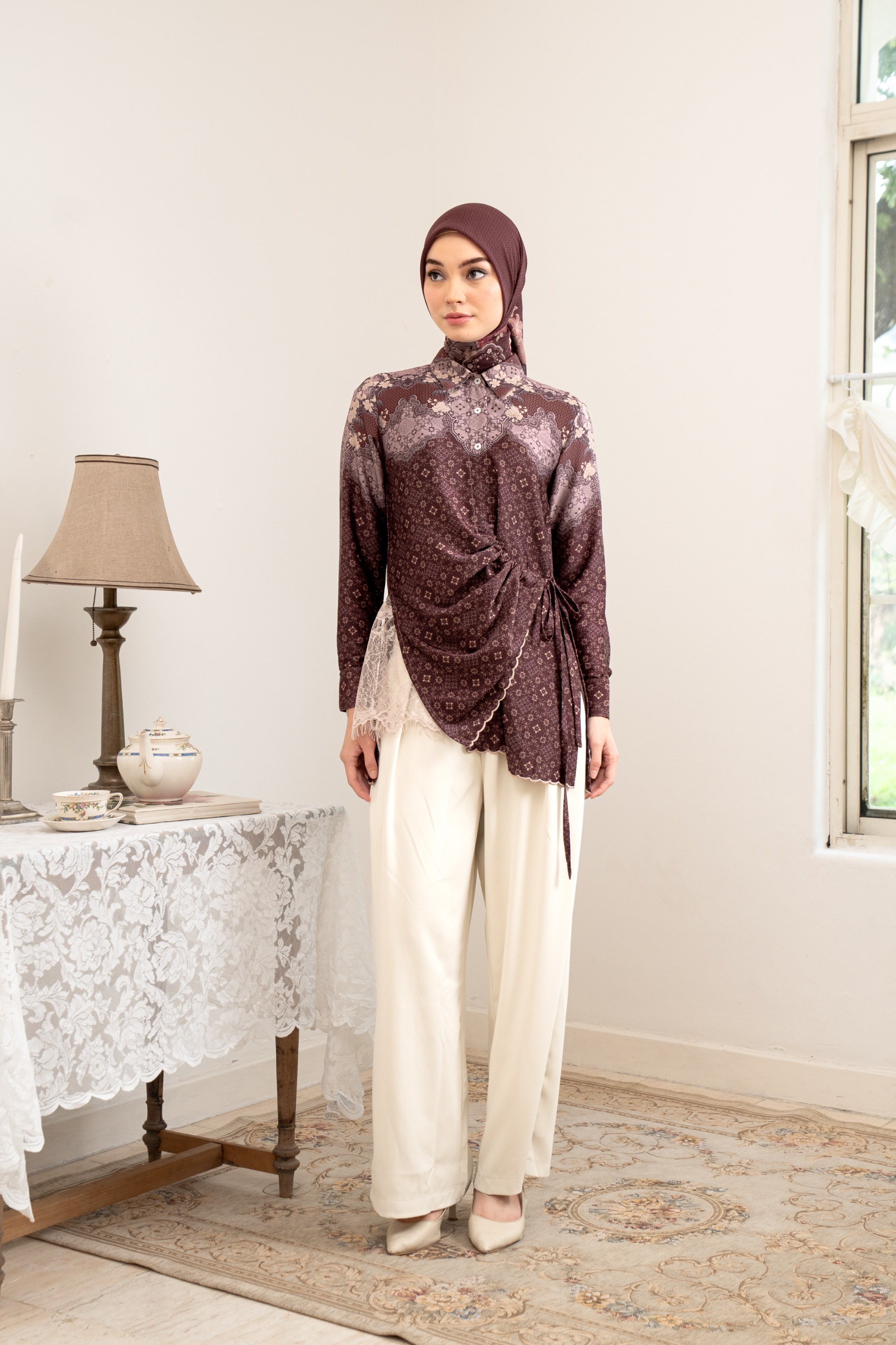 PO Omah Nenek Blouse in Vintage Burgundy