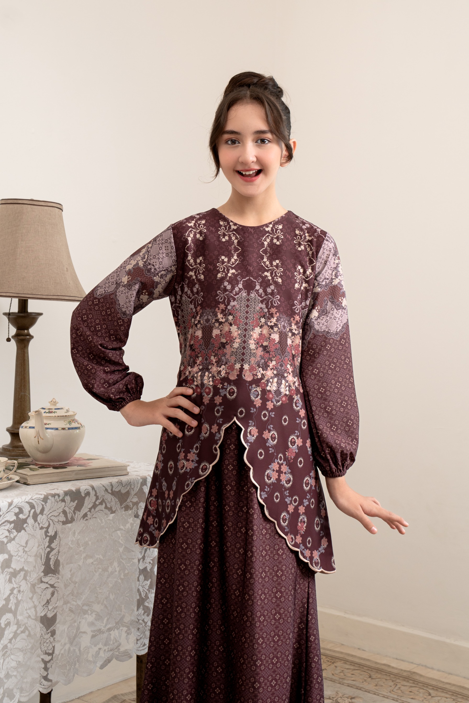 PO Omah Nenek Kurung Anak in Vintage Burgundy