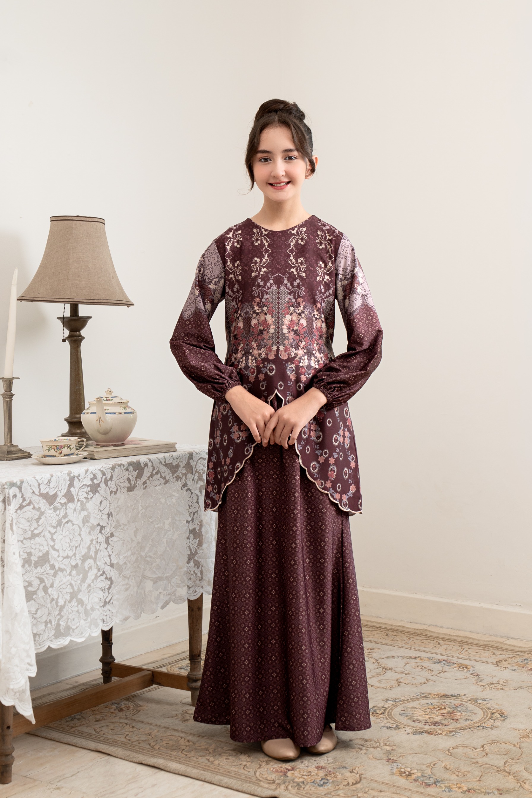 PO Omah Nenek Kurung Anak in Vintage Burgundy