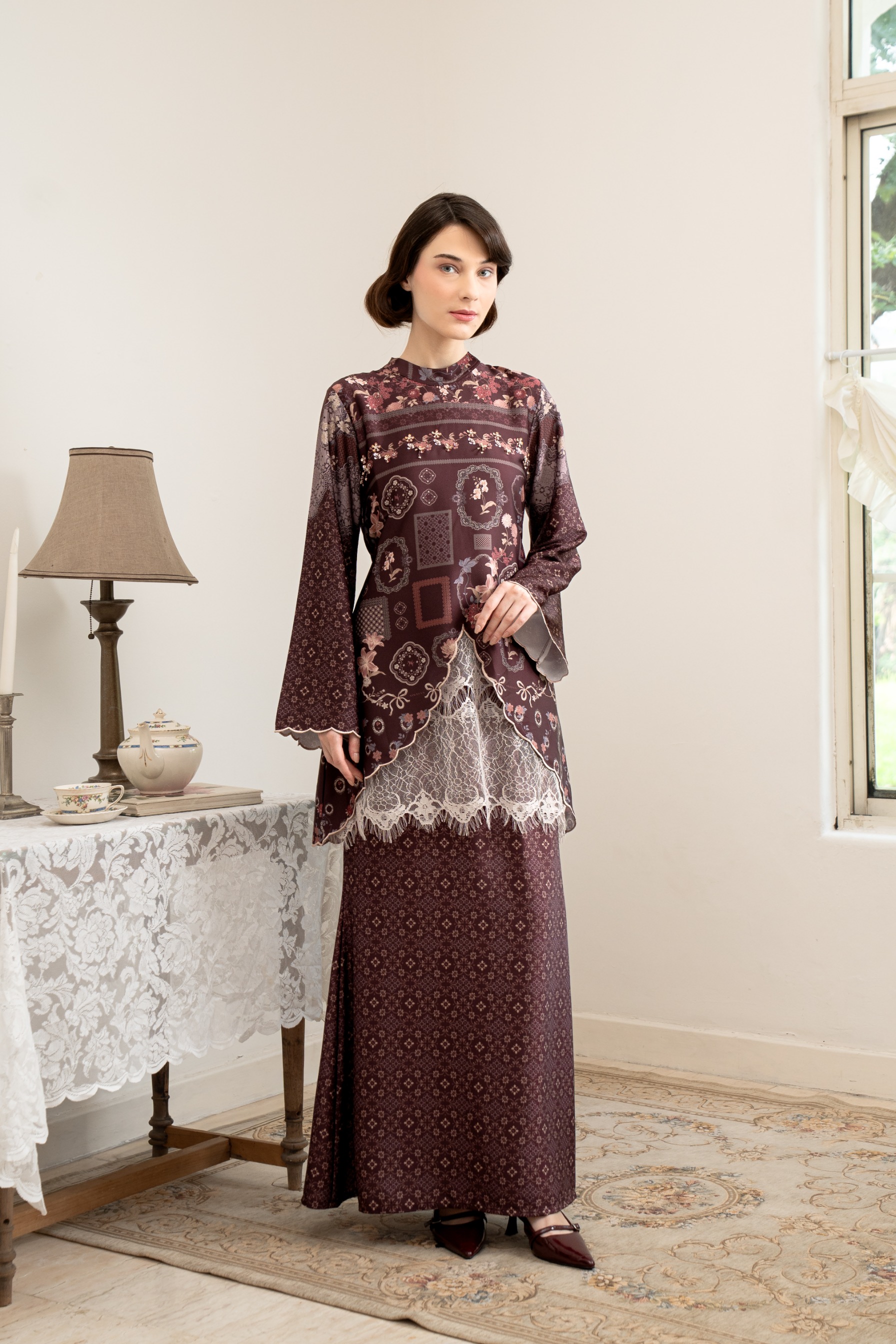 PO Omah Nenek Kurung in Vintage Burgundy