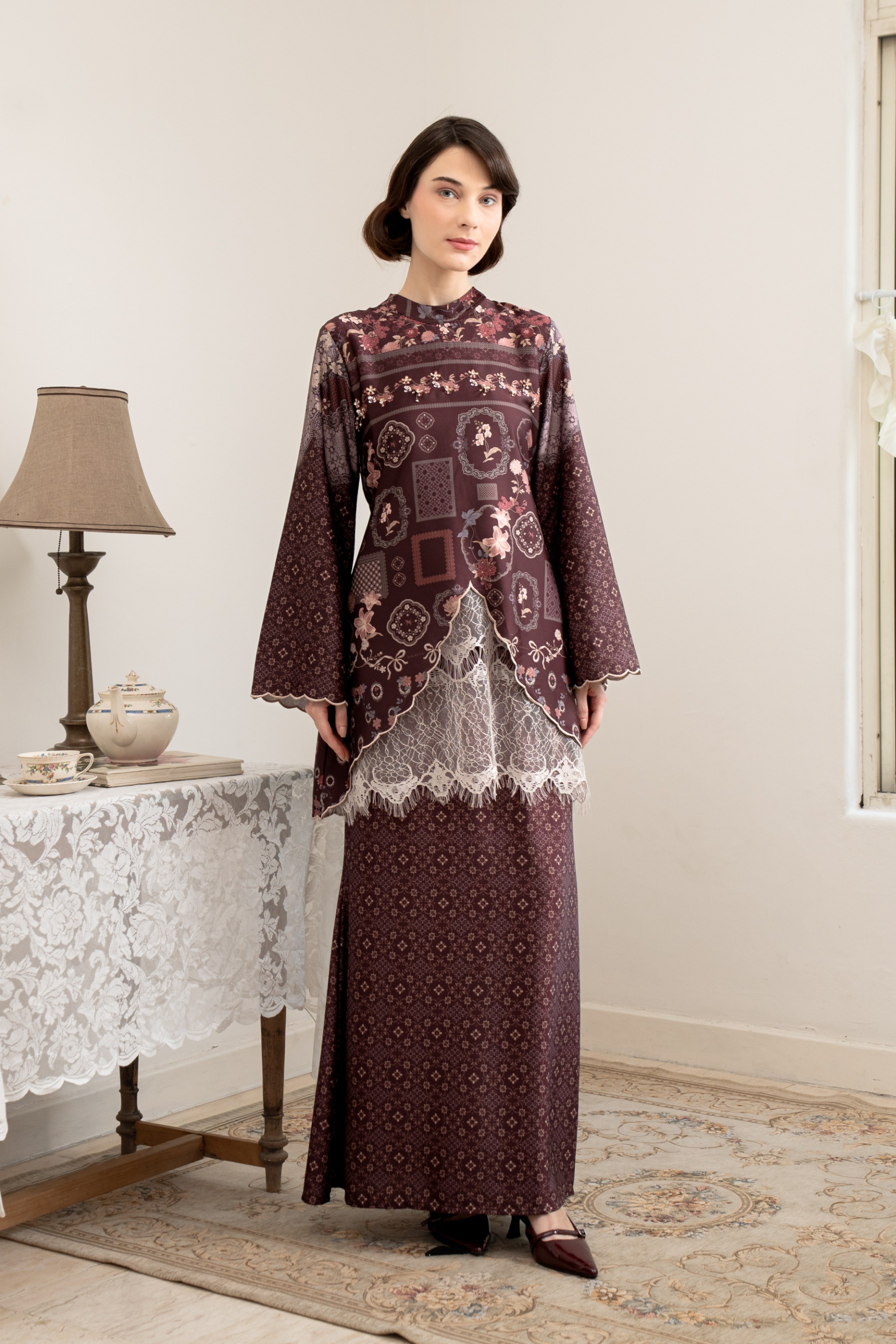 PO Omah Nenek Kurung in Vintage Burgundy