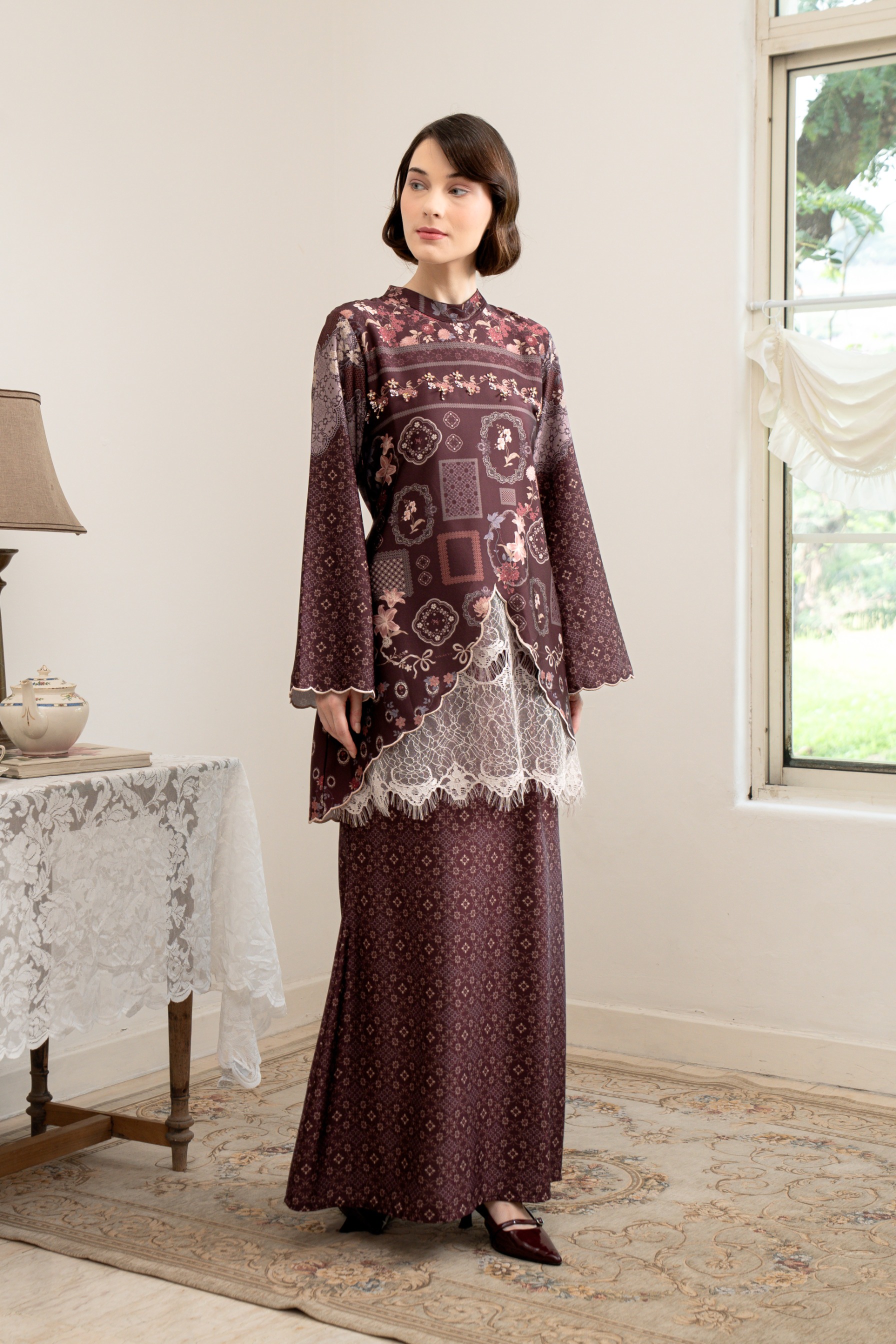PO Omah Nenek Kurung in Vintage Burgundy