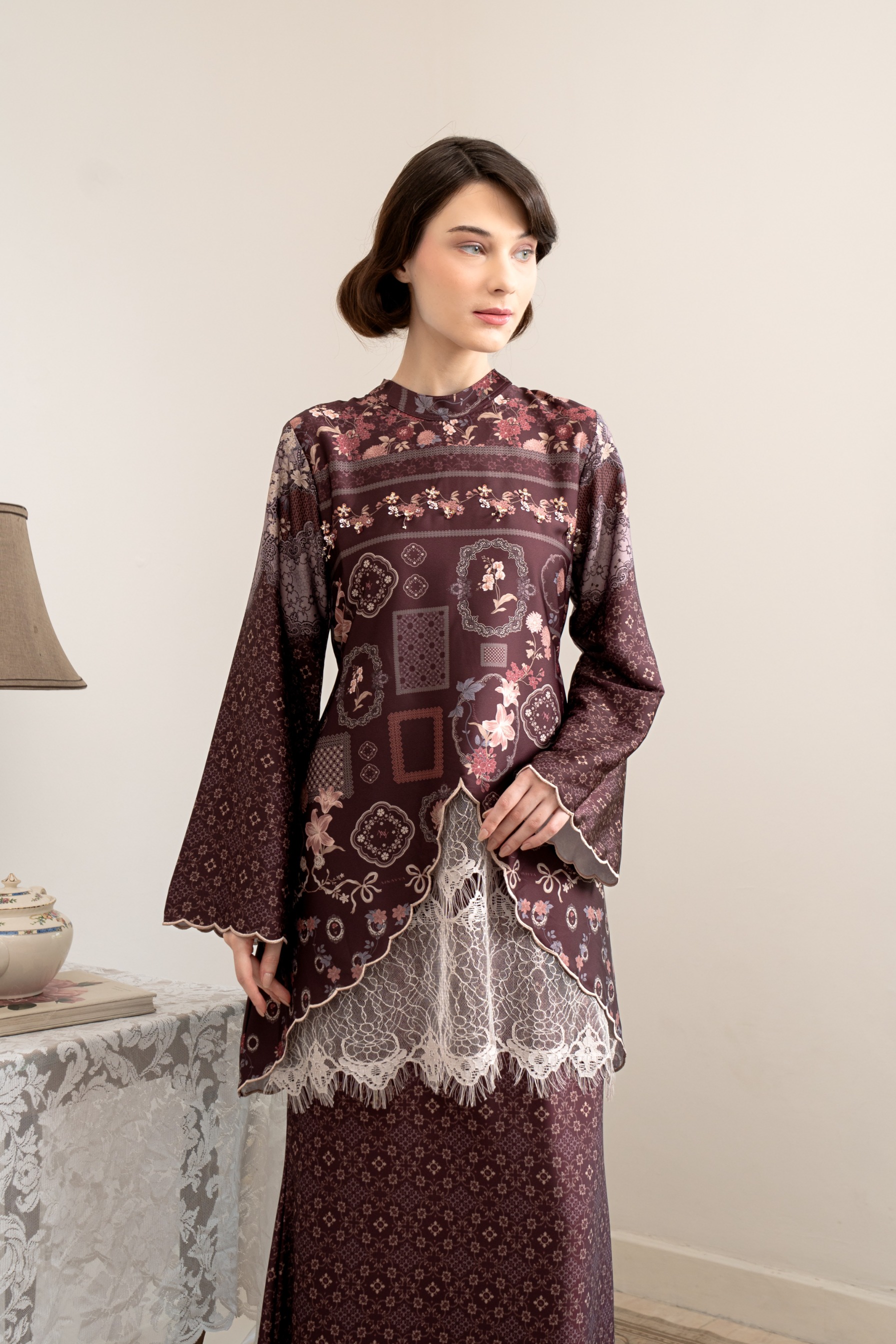 PO Omah Nenek Kurung in Vintage Burgundy