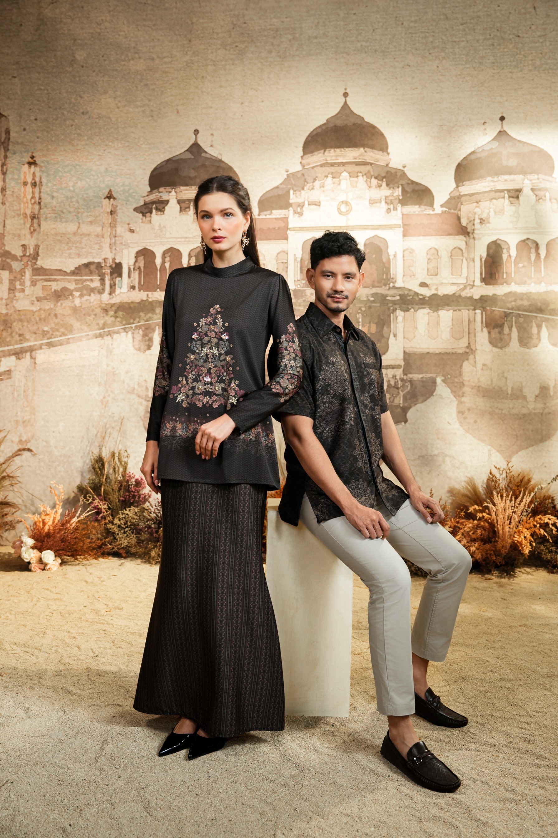 Meutia Kurung Charcoal Black