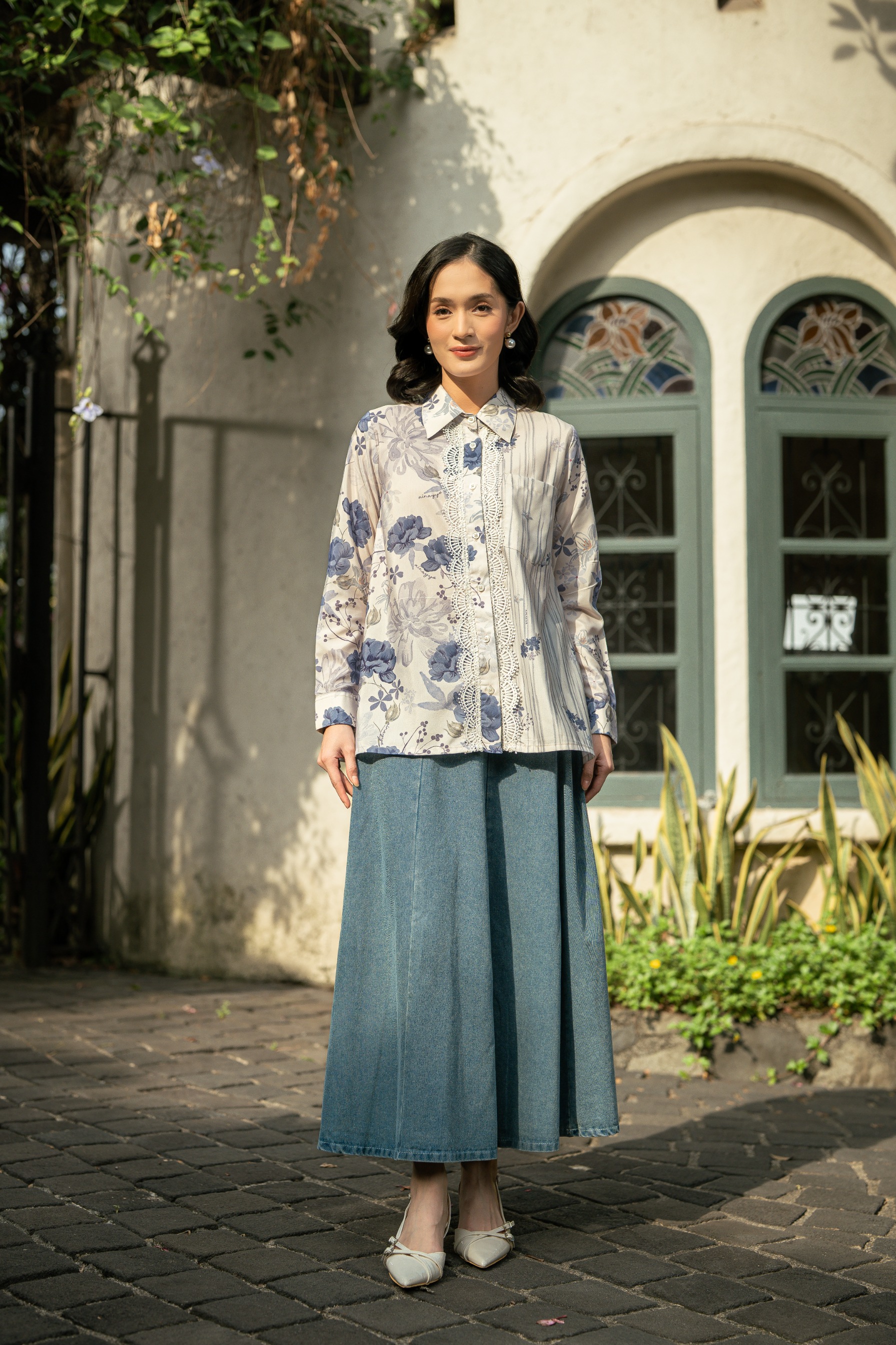 Bloom Shirt in Porcelain Blue