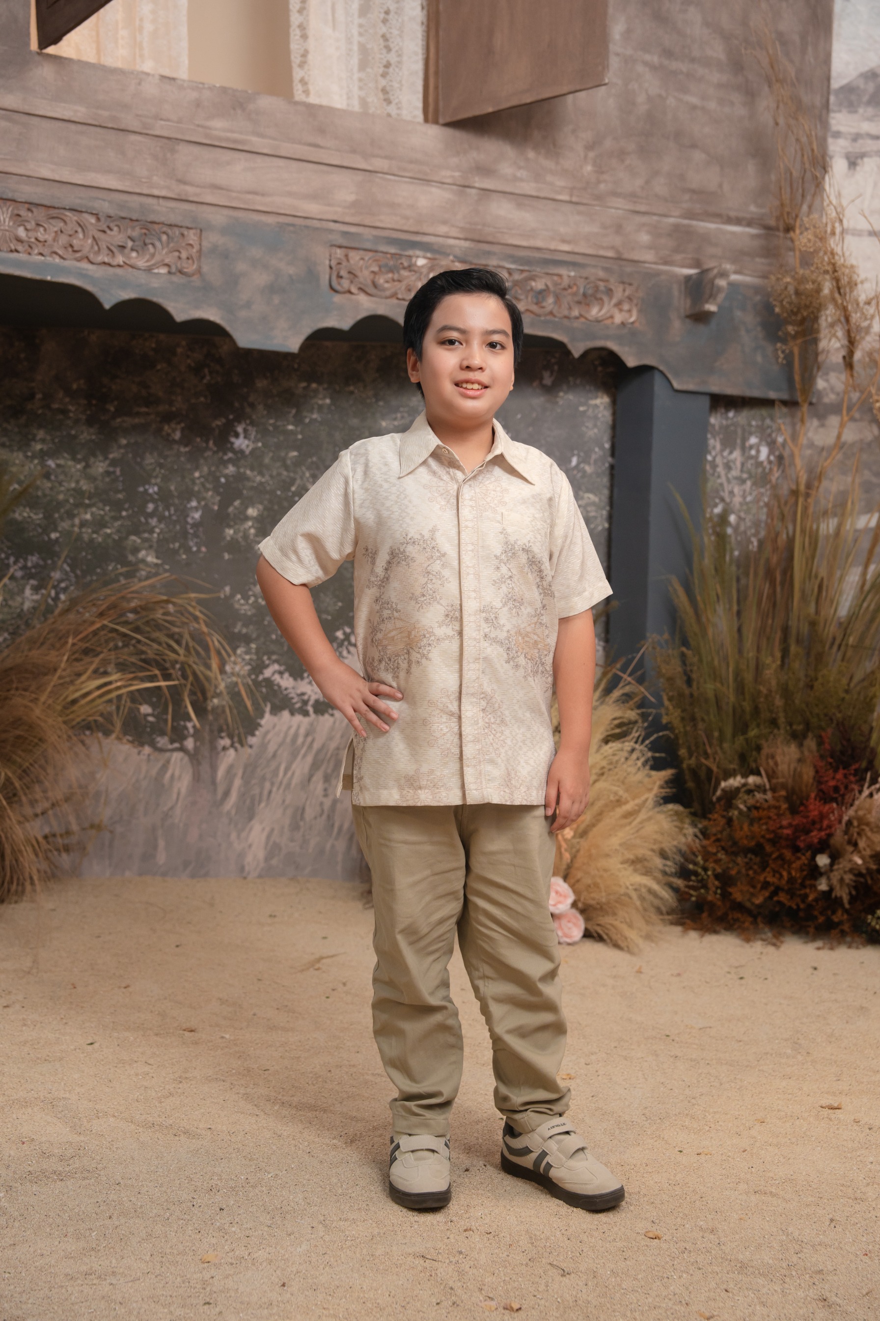 Meutia Shirt Boys in Ivory Pearl