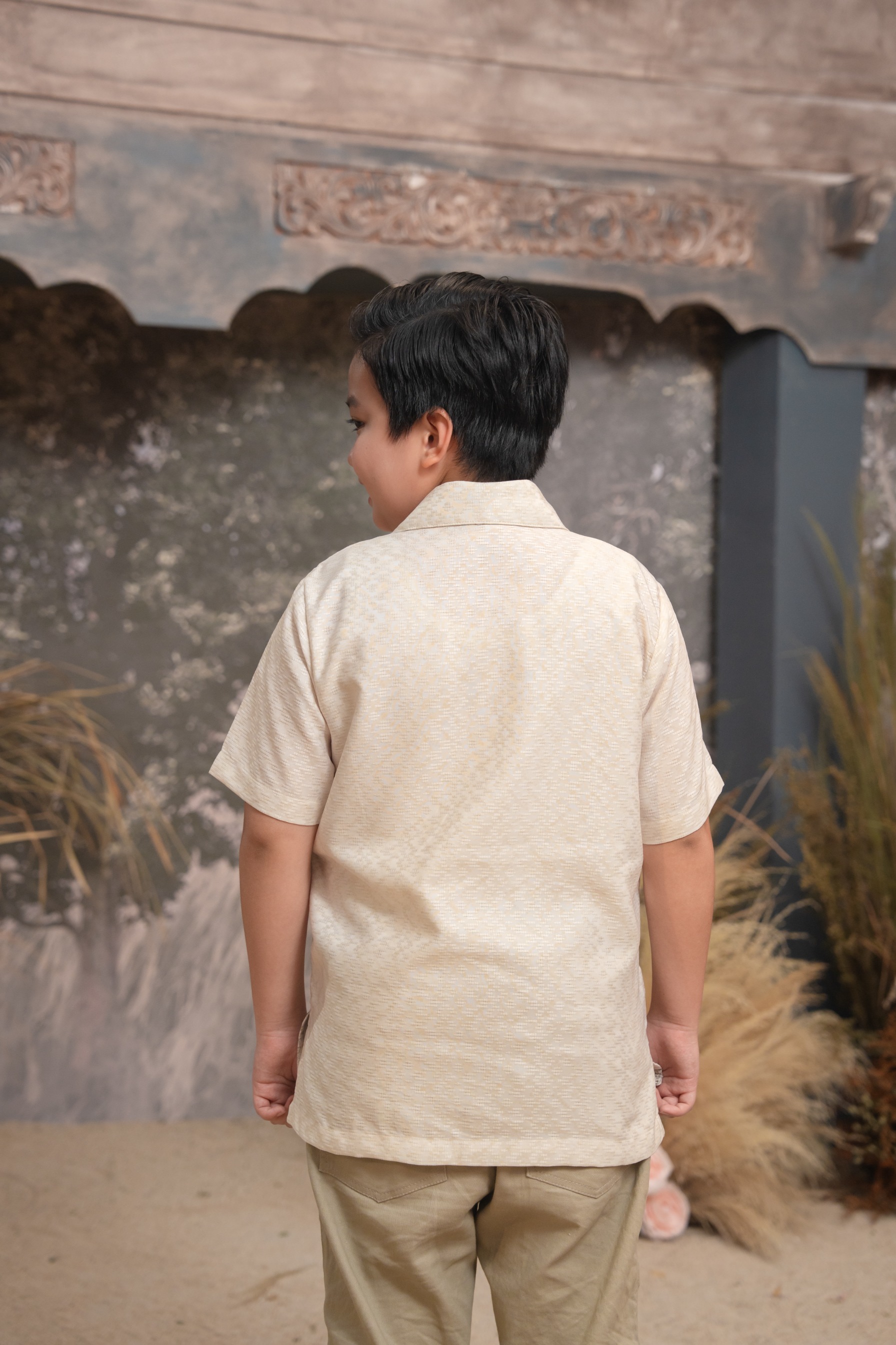 Meutia Shirt Boys in Ivory Pearl