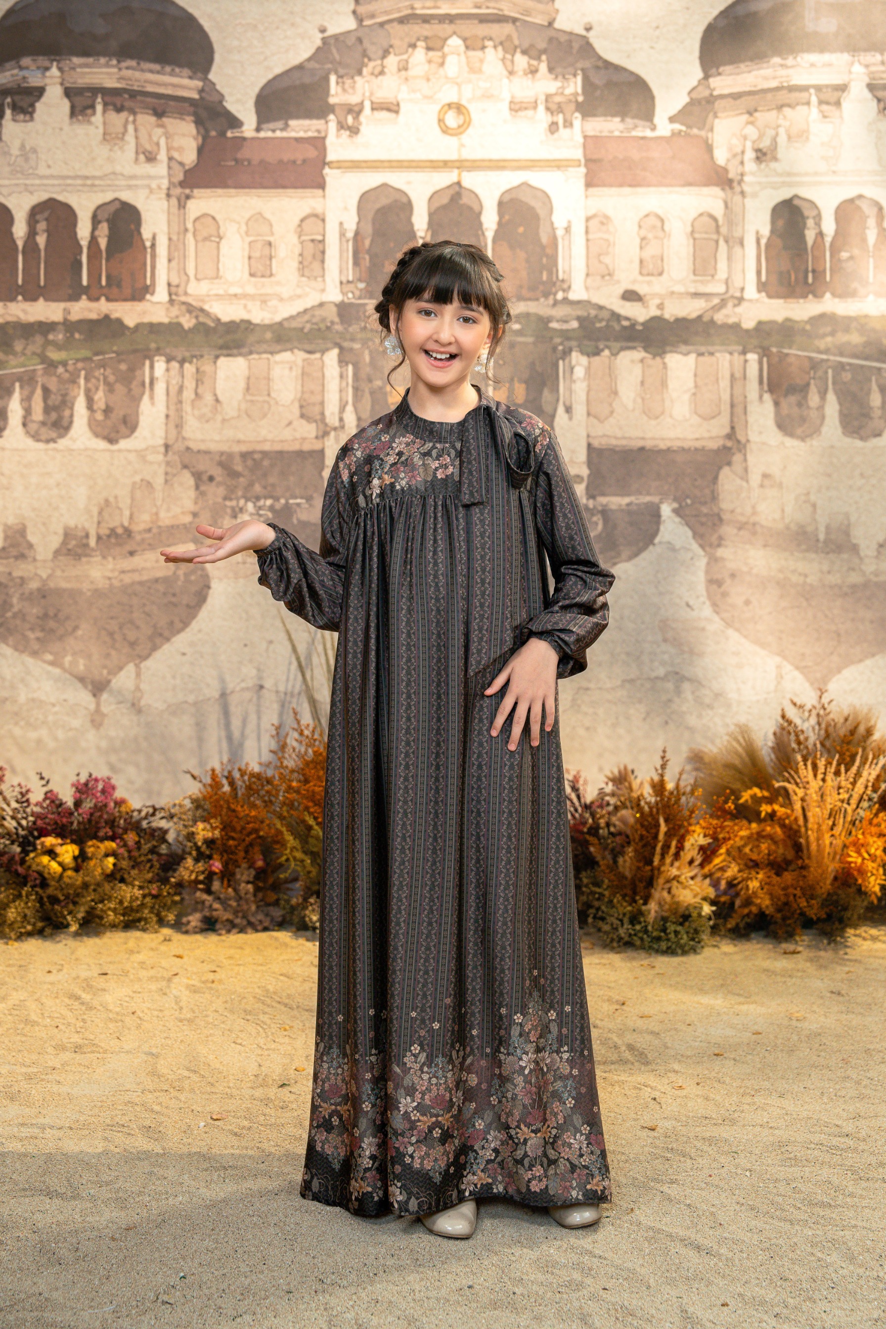 Meutia Dress Kids in Charcoal Black