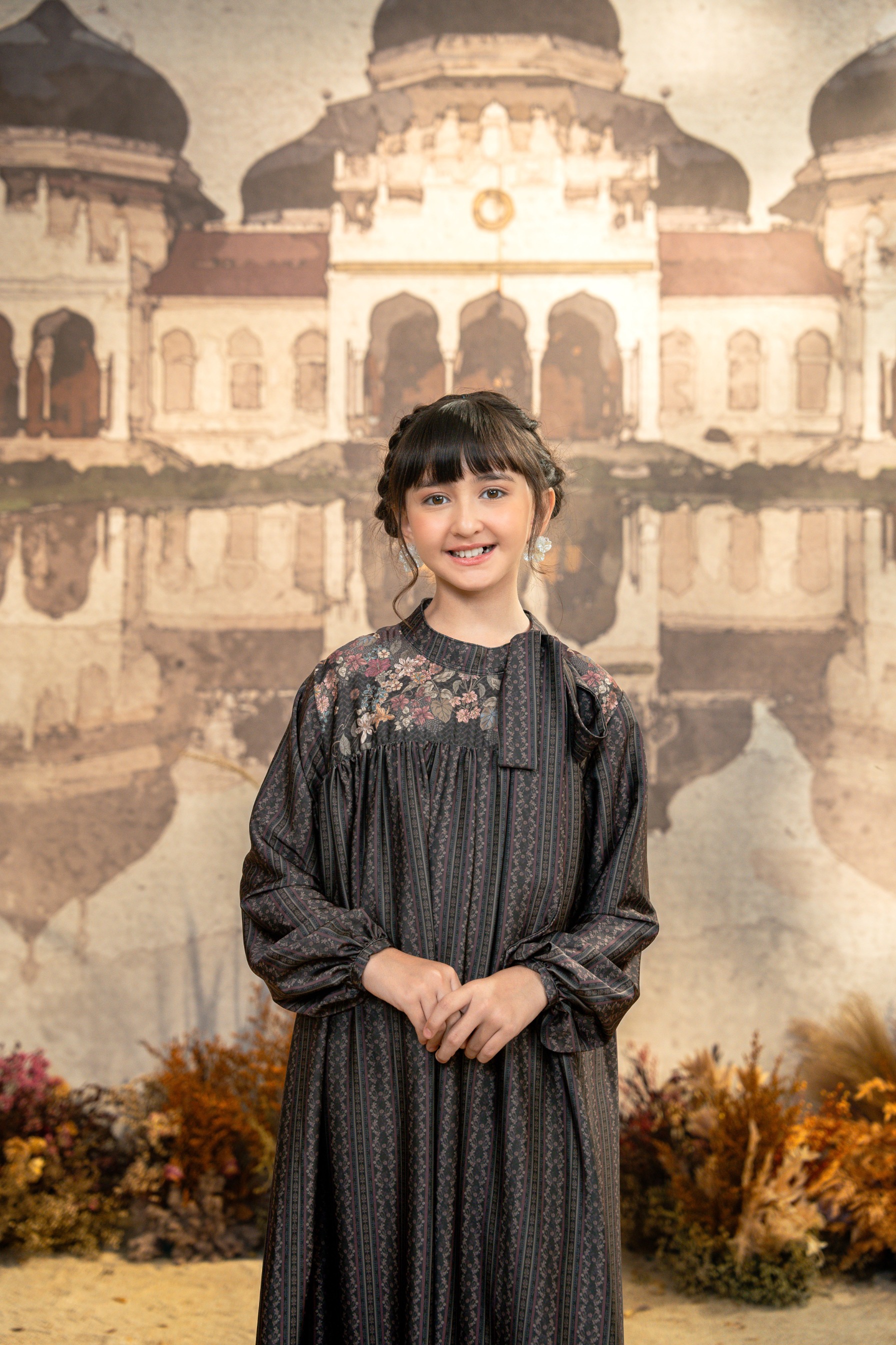 Meutia Dress Kids in Charcoal Black