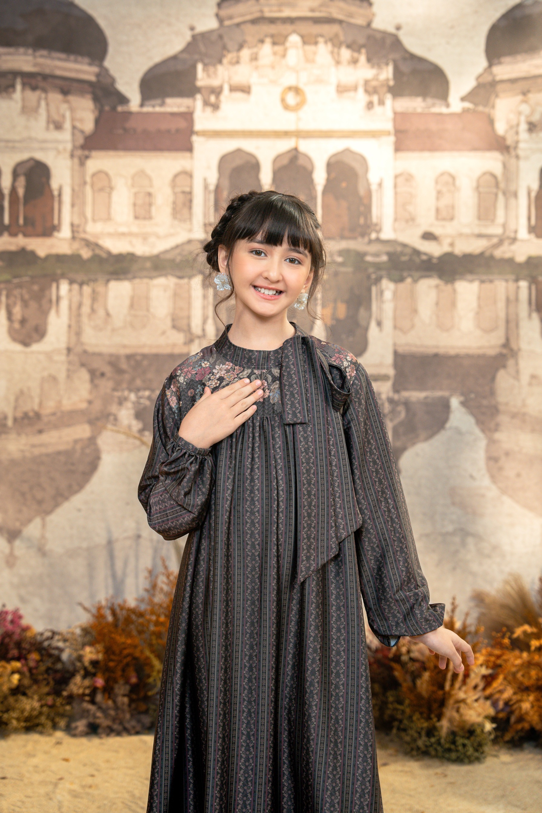Meutia Dress Kids in Charcoal Black