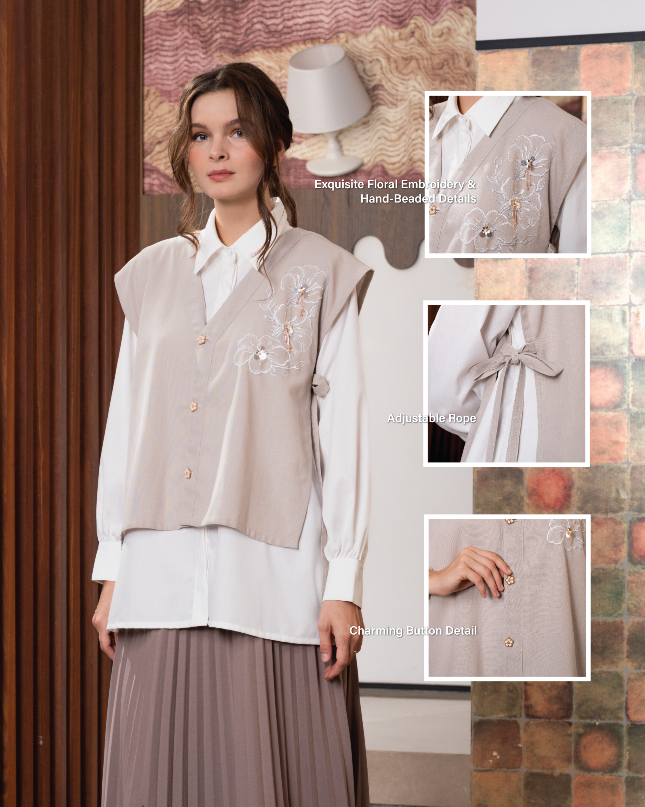 Kaia Set In Oat Stone