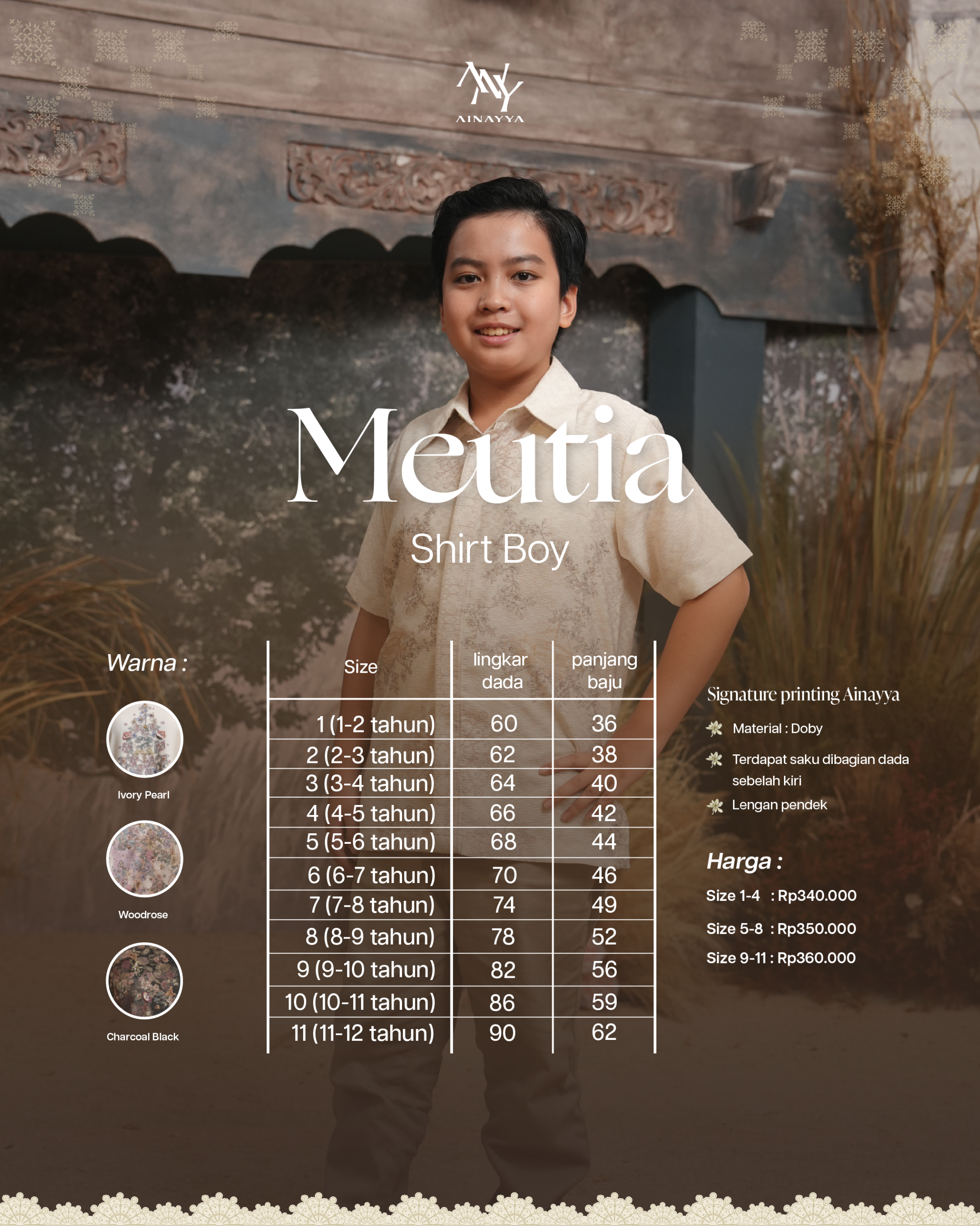 Meutia Shirt Boys in Ivory Pearl