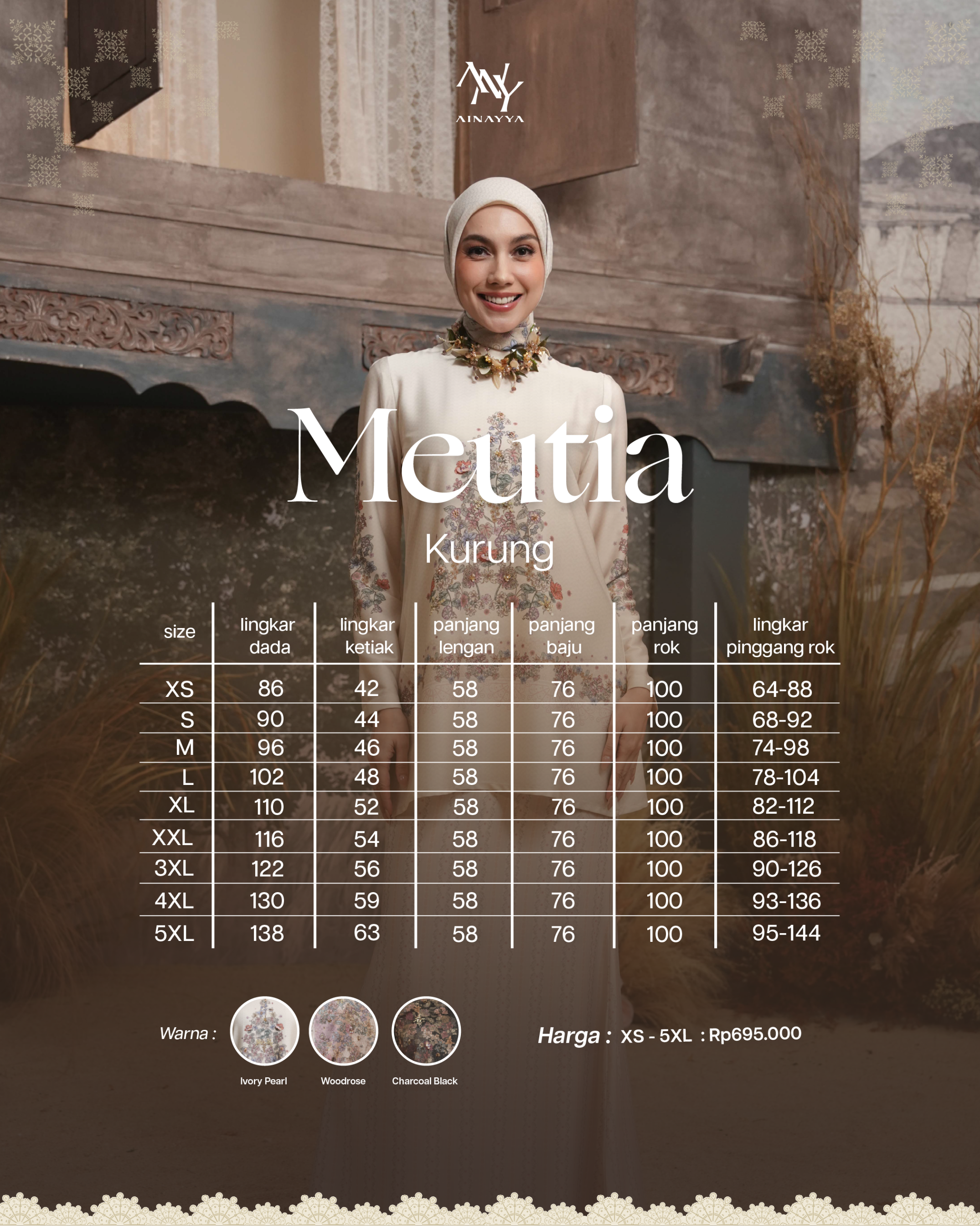 Meutia Kurung Charcoal Black