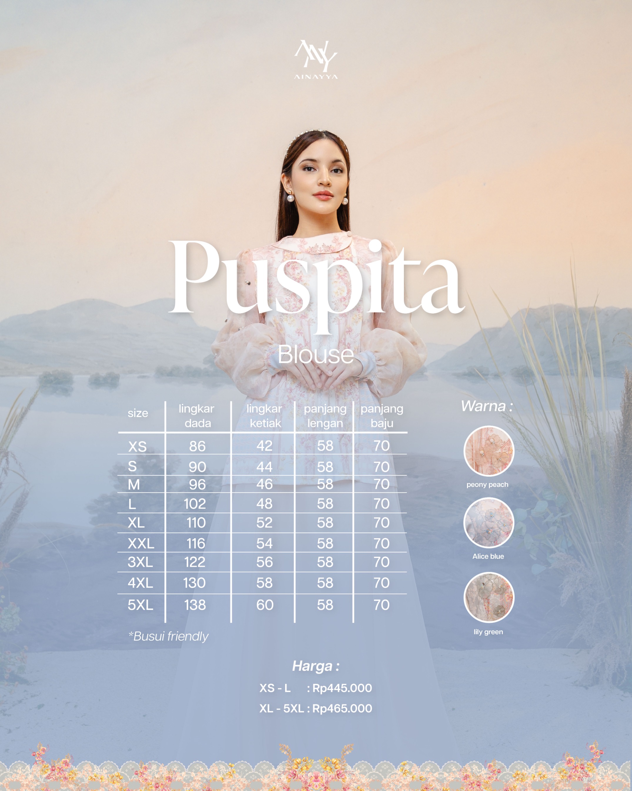 PO Puspita Blouse in Alice Blue