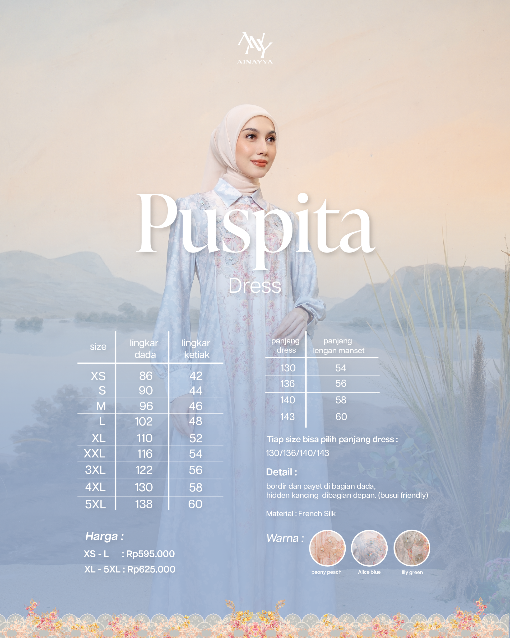 PO Puspita Dress in Alice Blue