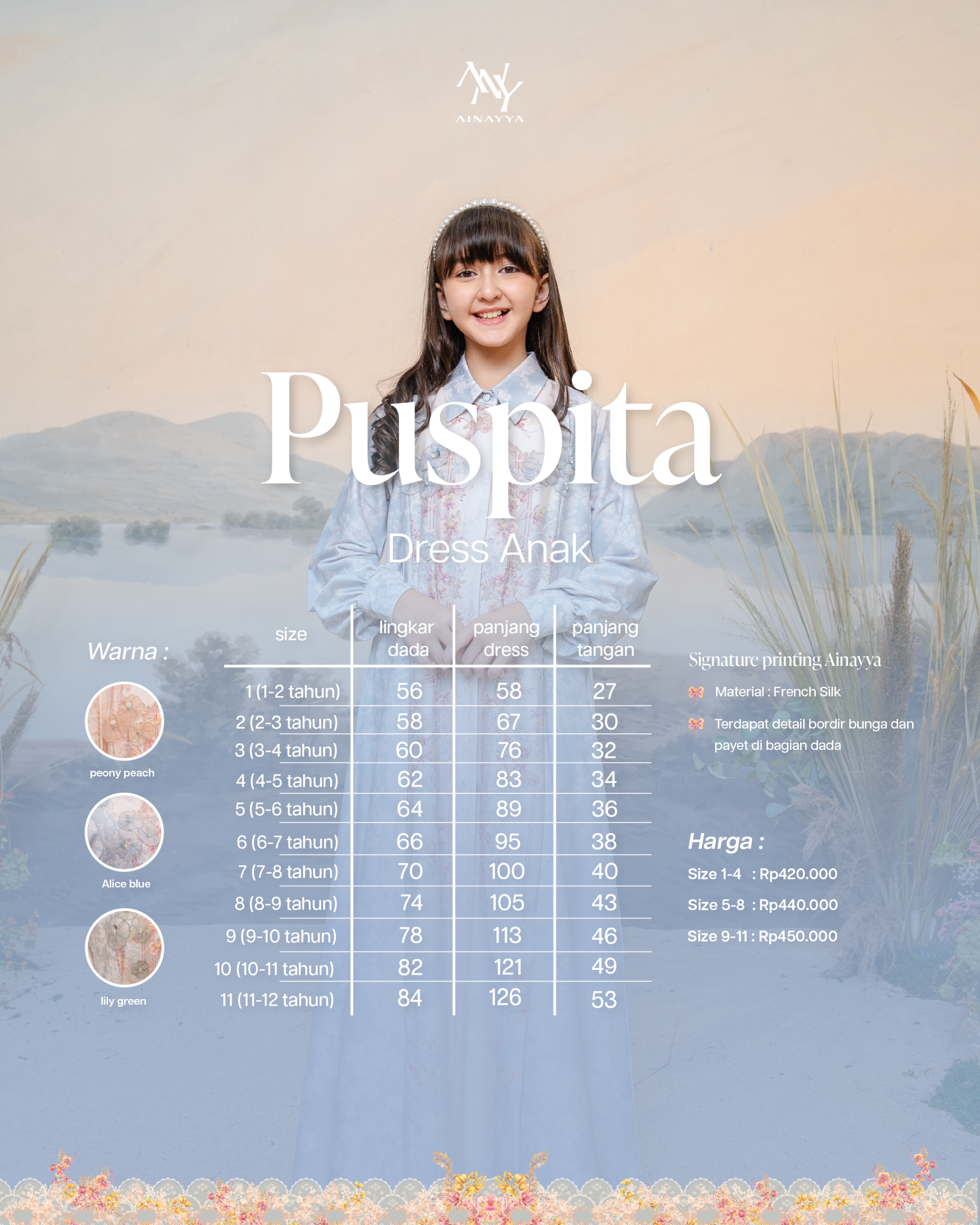 PO Puspita Dress Kids in Lily Green