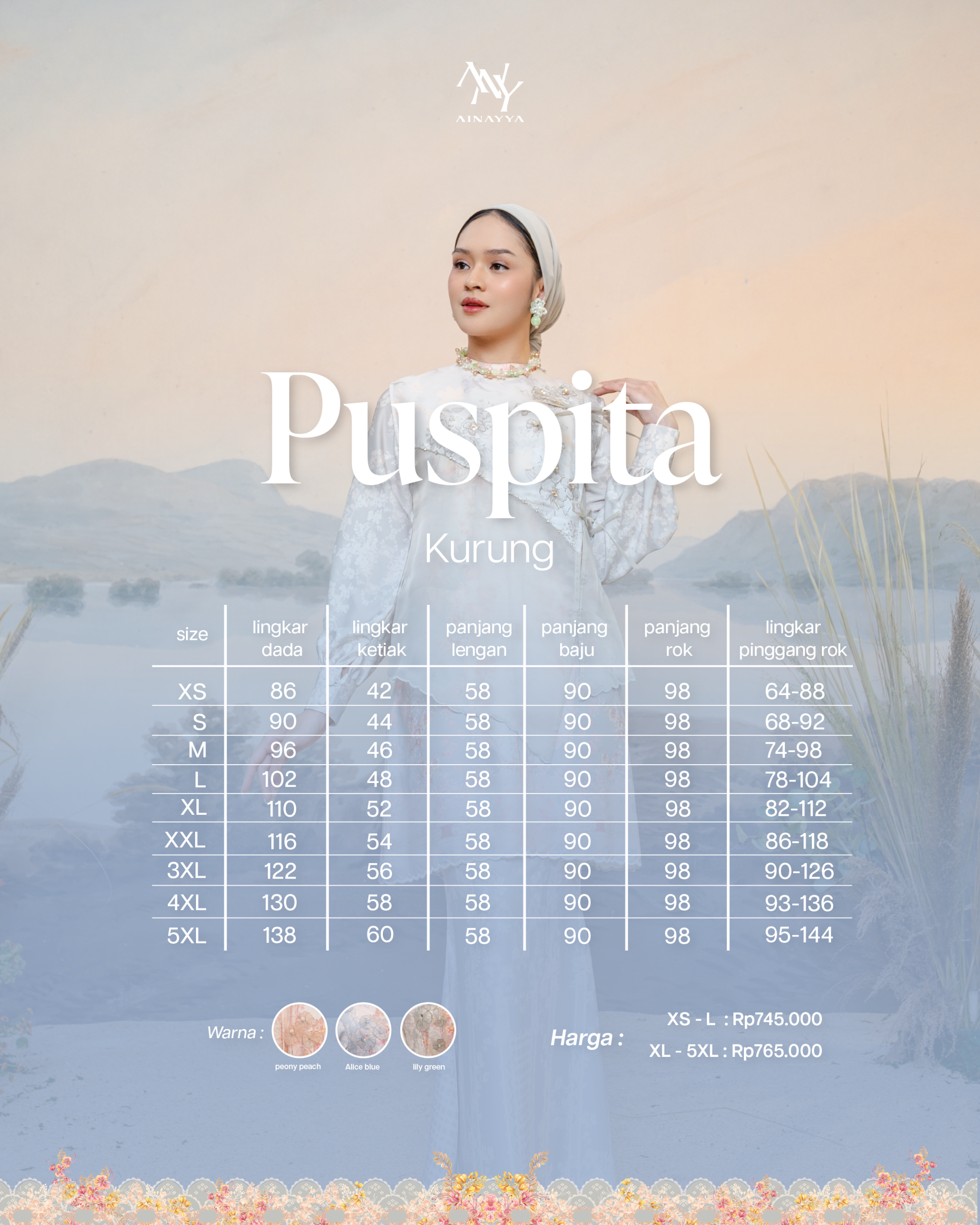 PO Puspita Kurung in Alice Blue