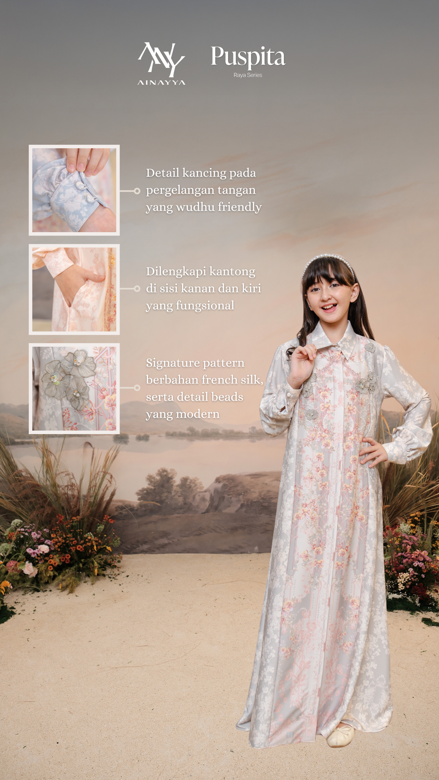 PO Puspita Dress Kids in Peony Peach