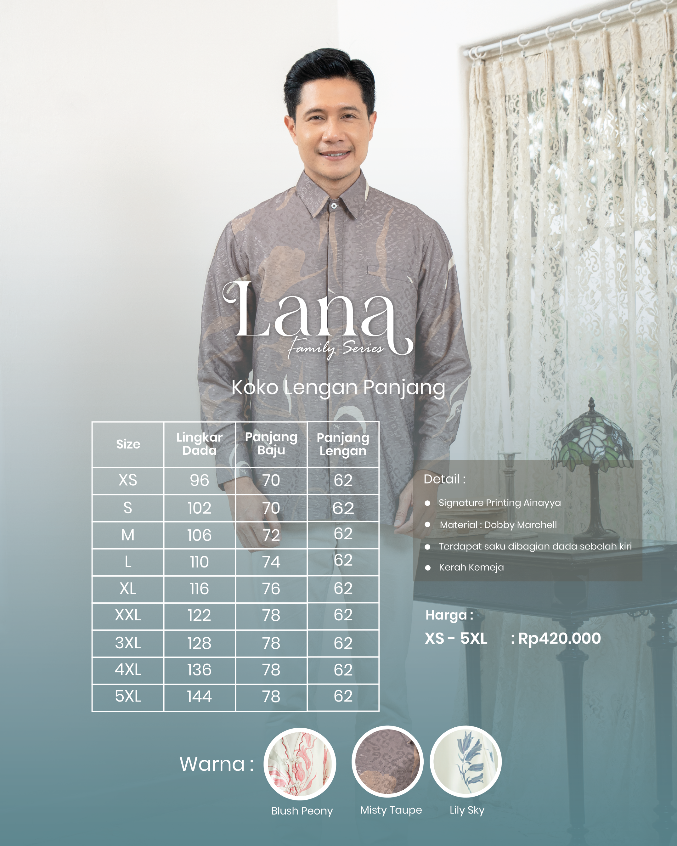 PO Lana Shirt Men in Lily Sky