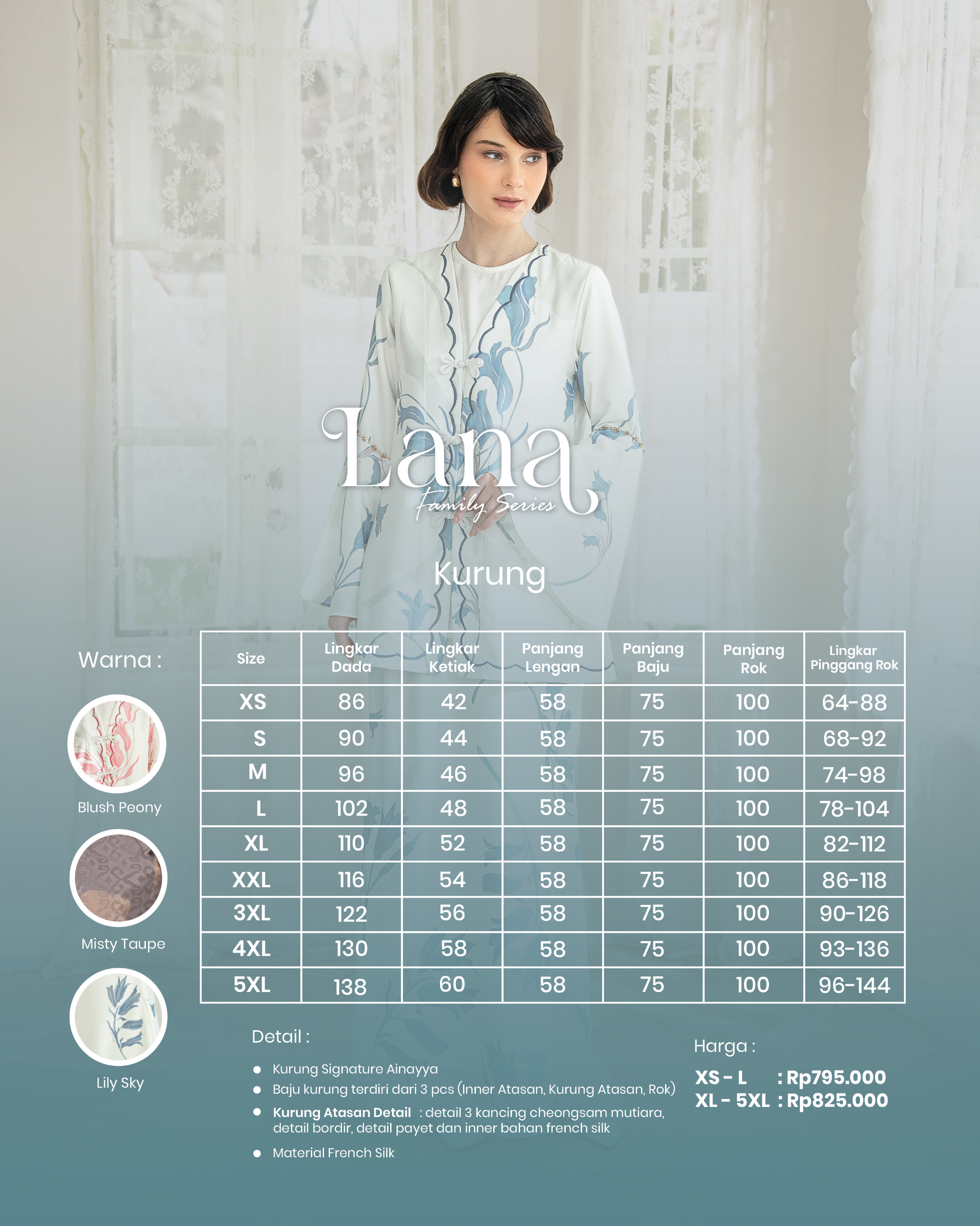 PO Lana Kurung in Blush Peony