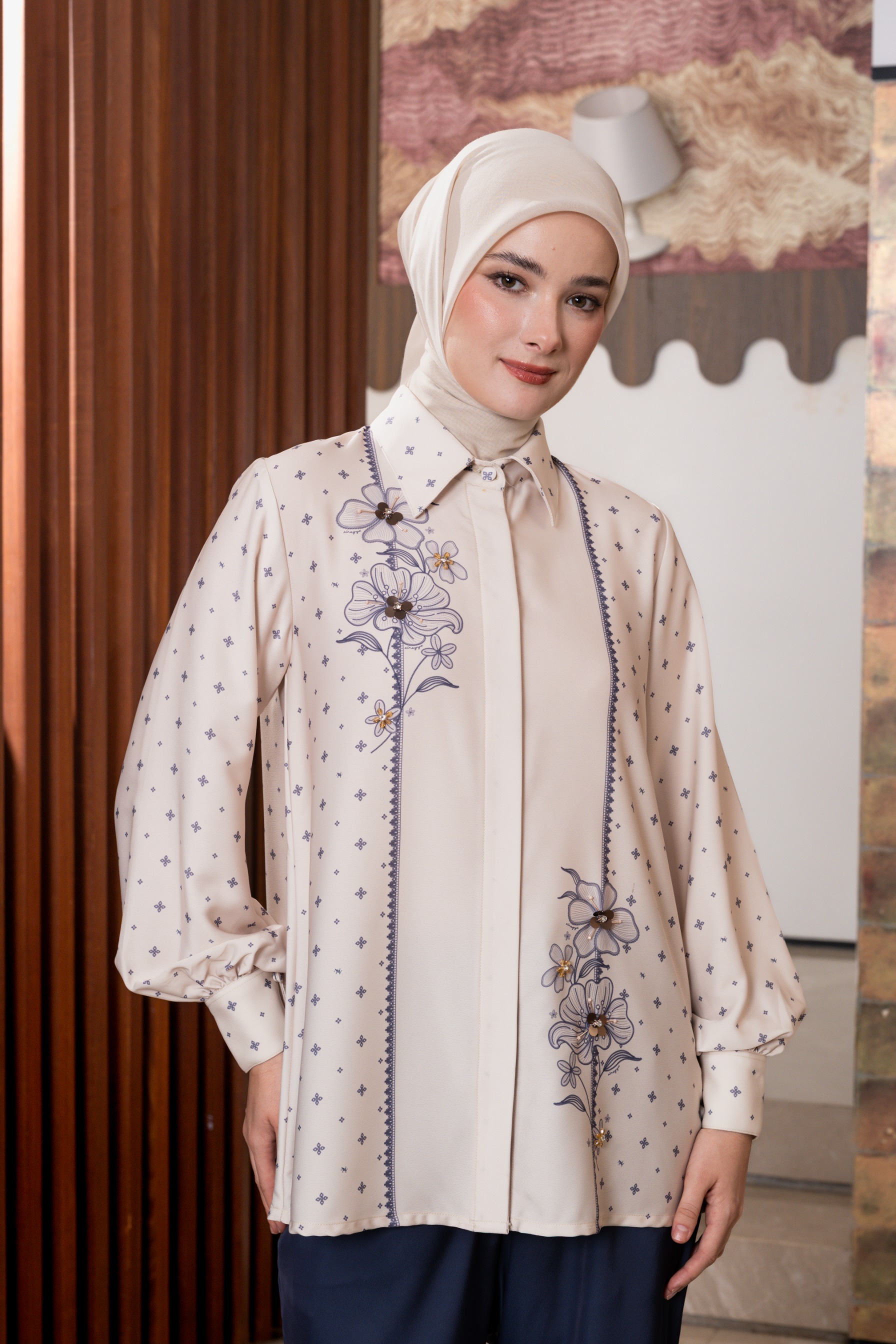 Althea Blouse in Ink Blue