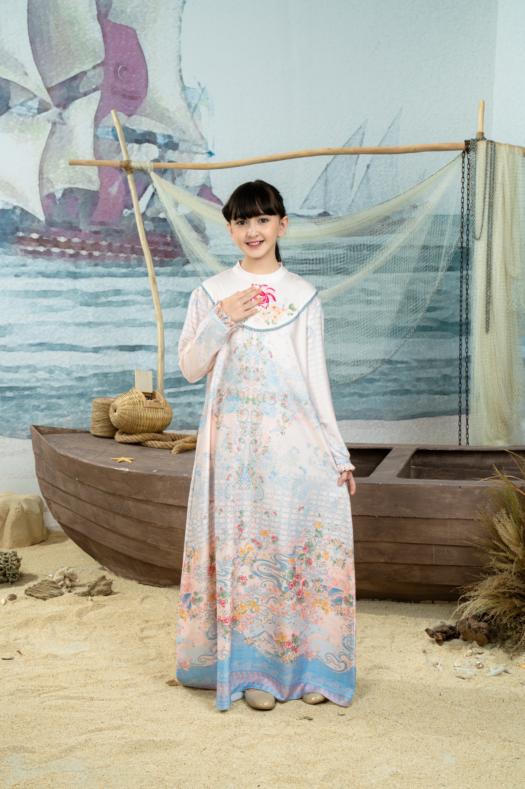 Keumala Dress Anak in Ocean sky