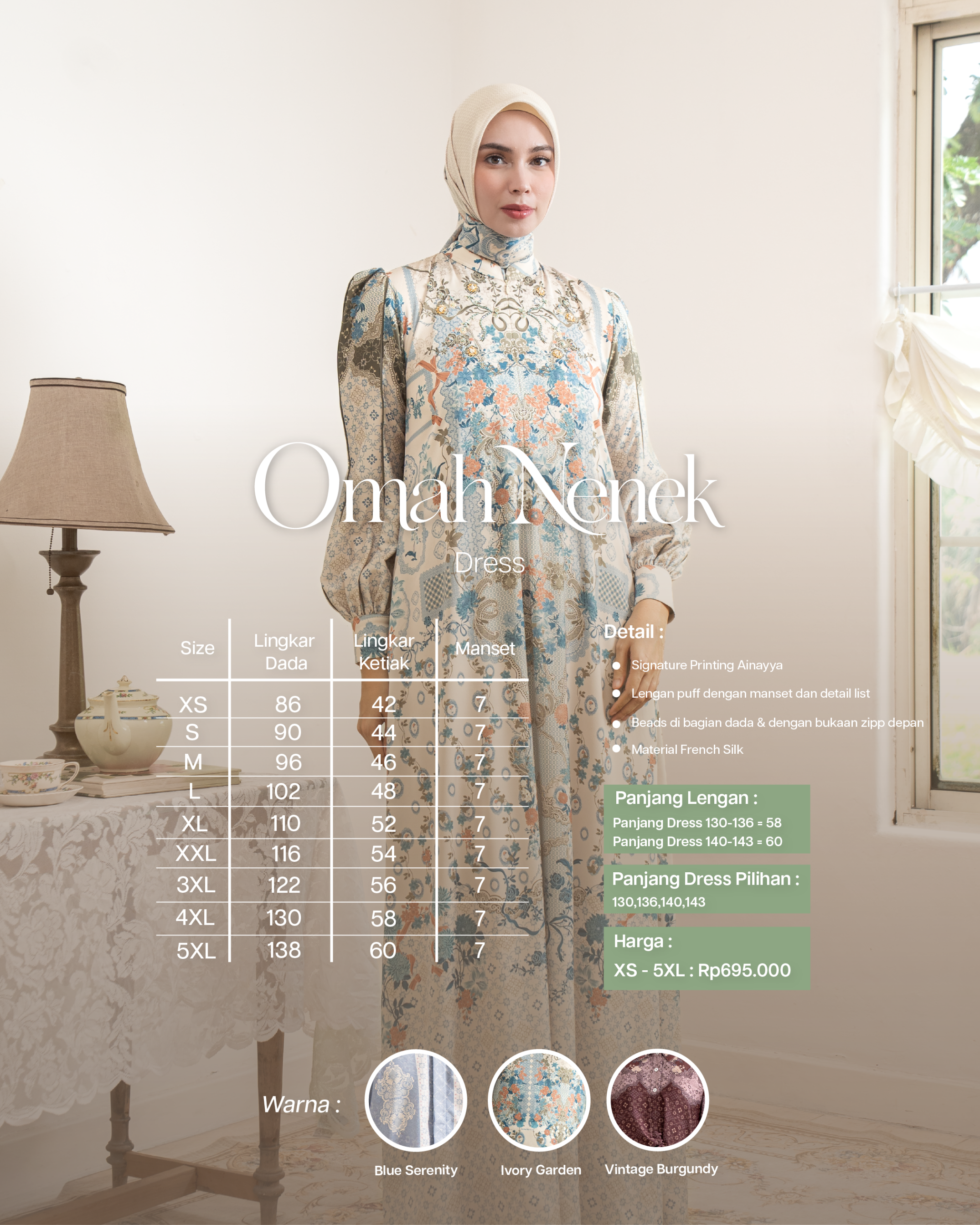 PO Omah Nenek Dress in Vintage Burgundy