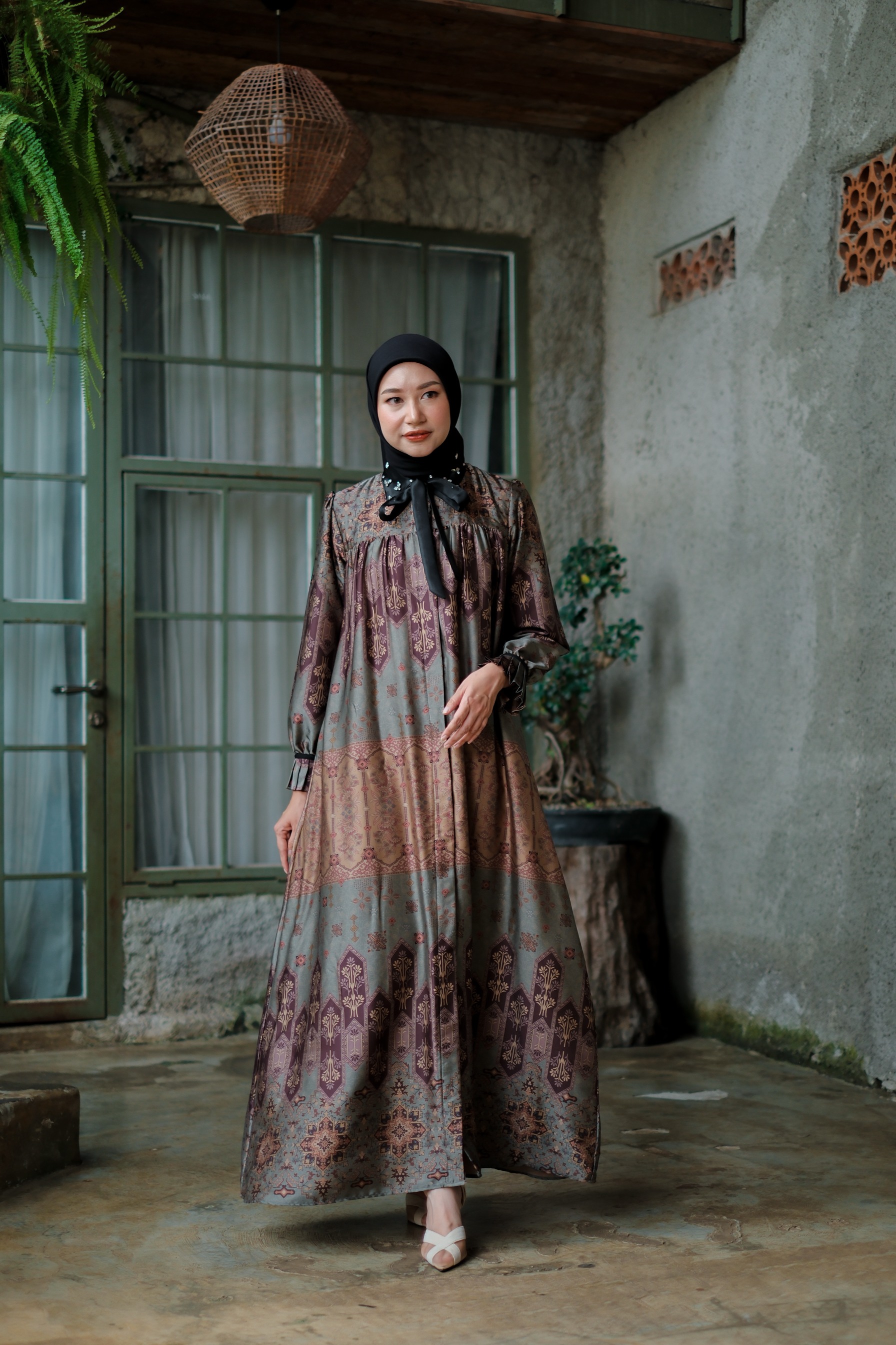 Gamila Dress in Antique Green