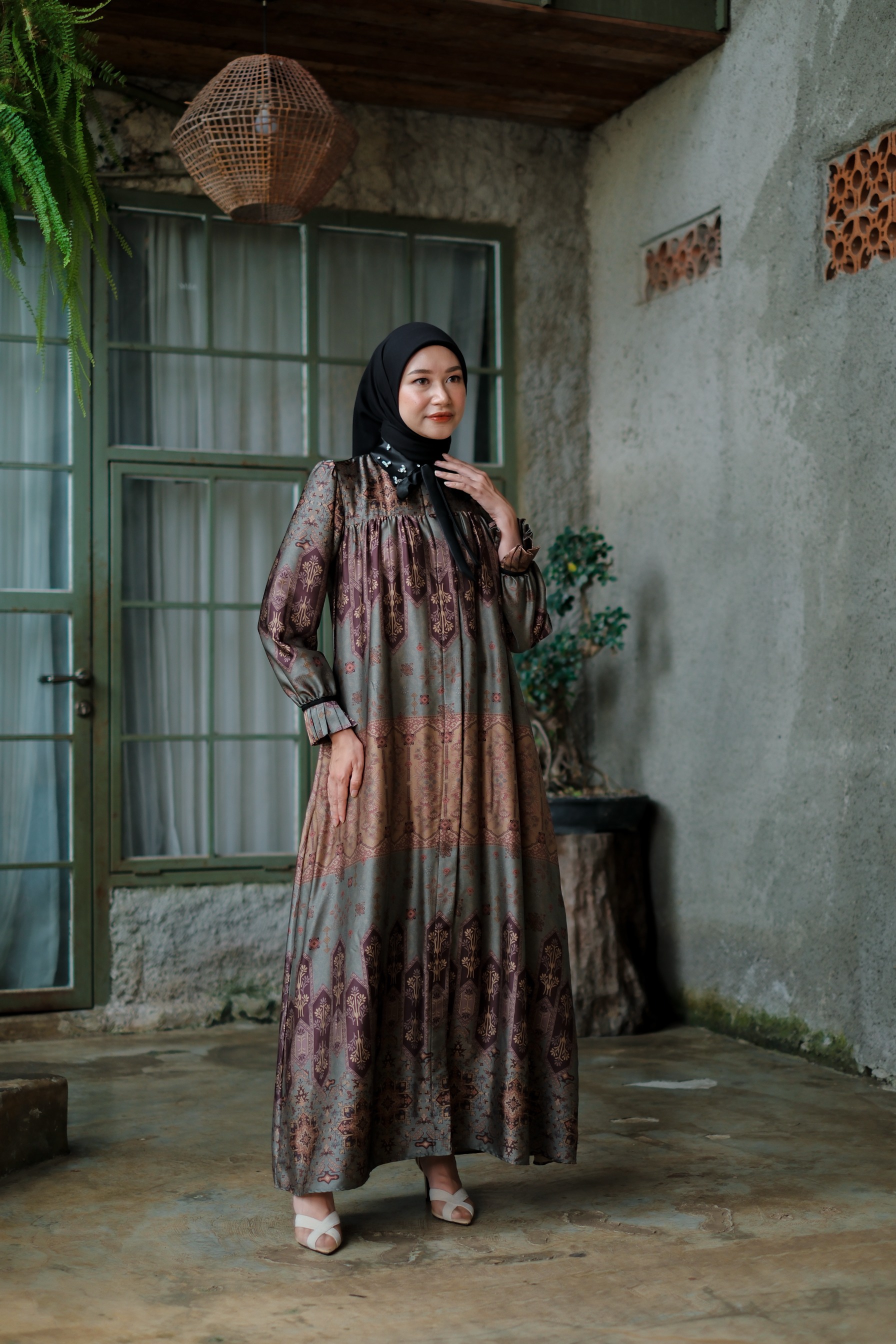Gamila Dress in Antique Green