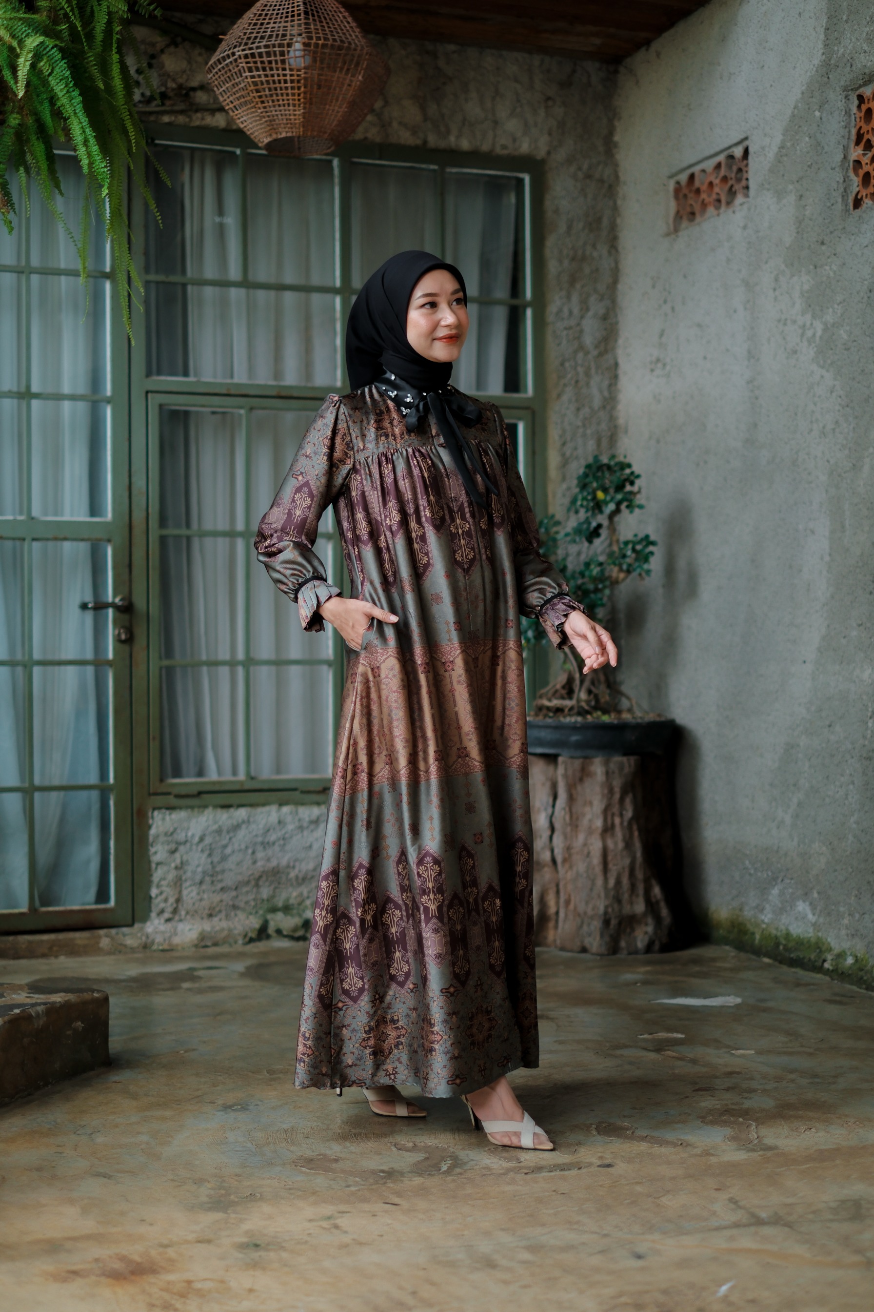 Gamila Dress in Antique Green