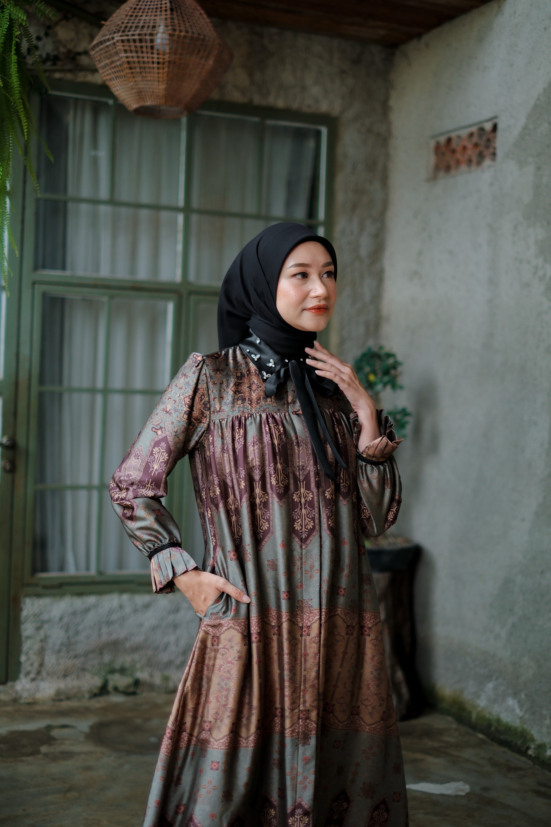 Gamila Dress in Antique Green